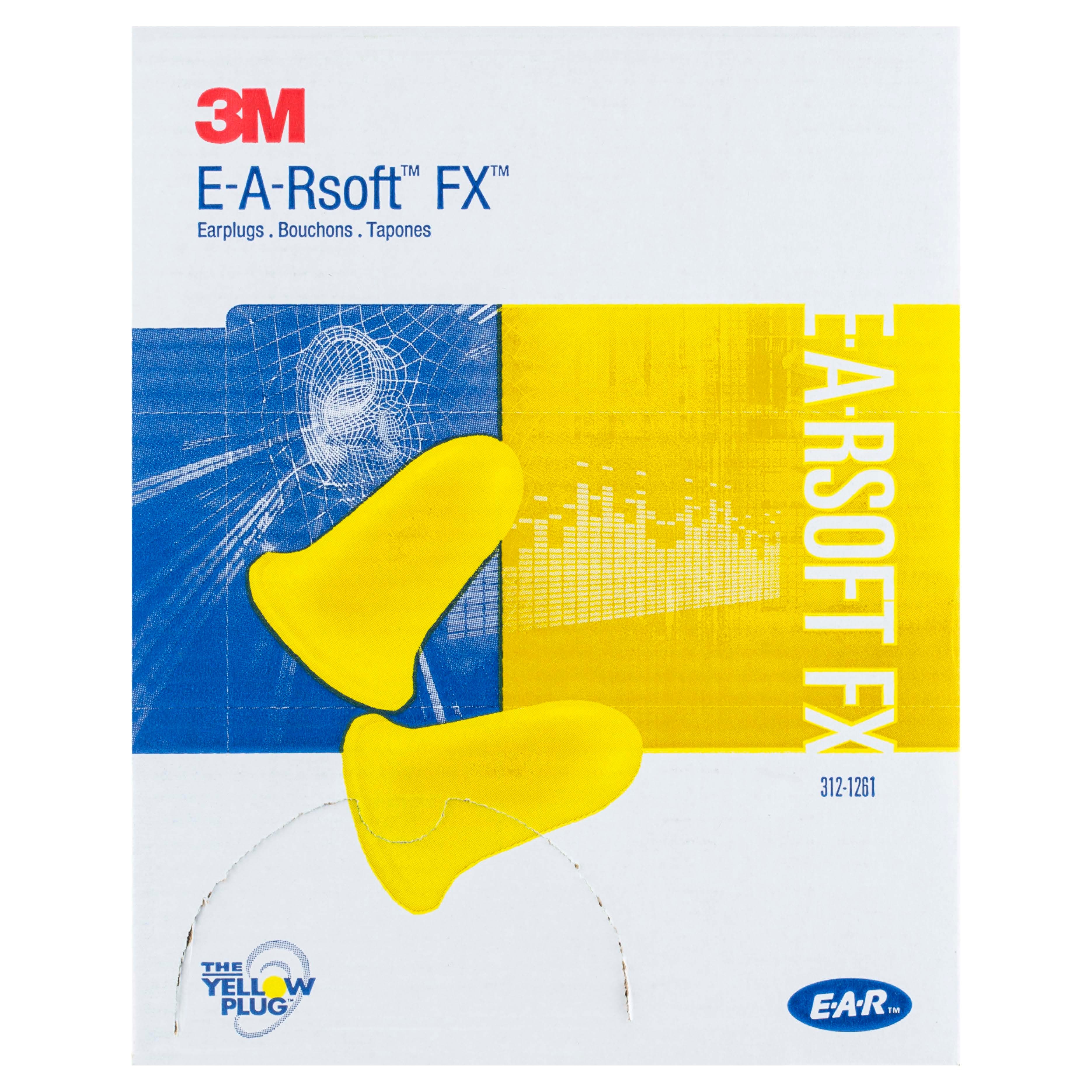 3M E-A-Rsoft FX Uncorded Earplugs 26dB (200 pairs per box) (312-1261)