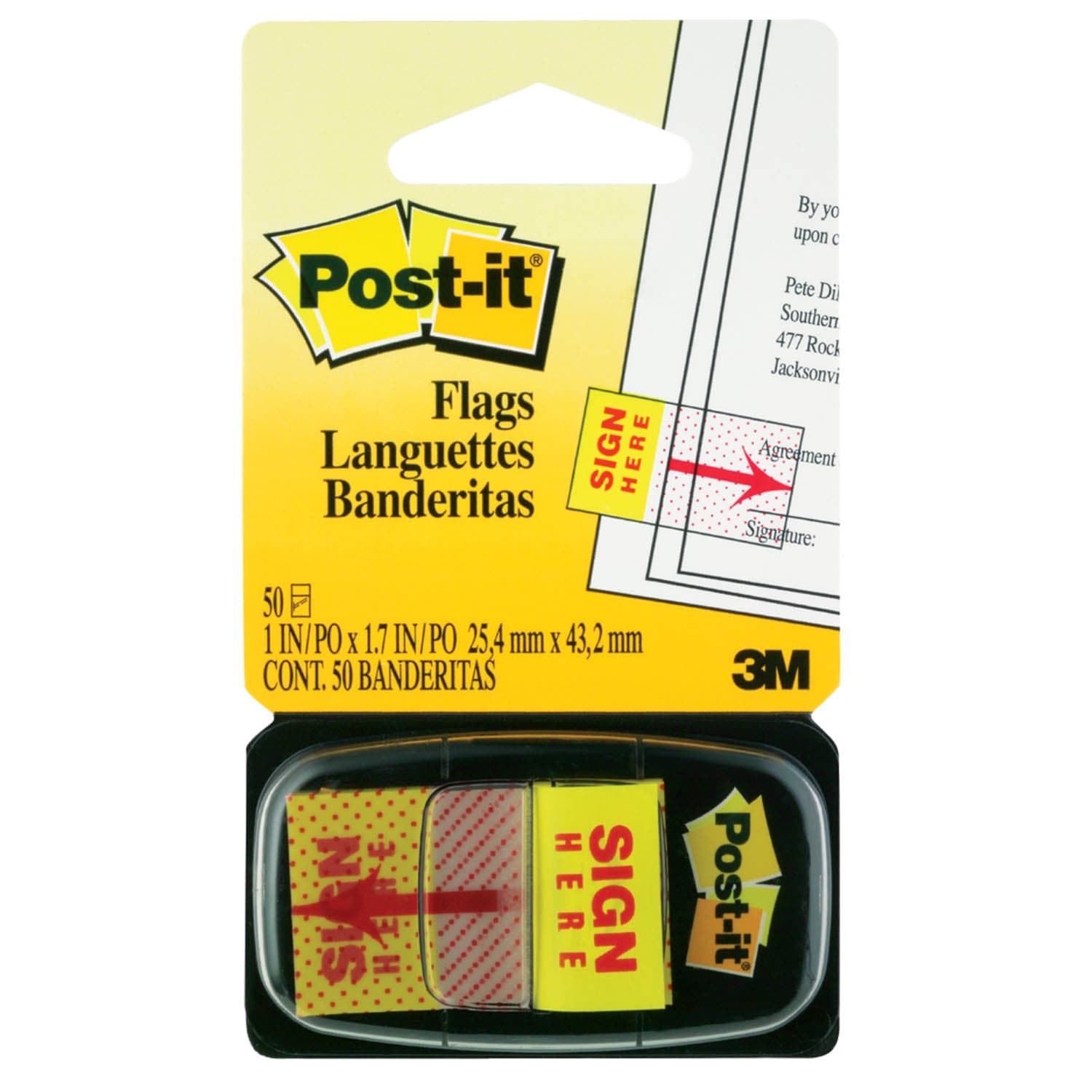 Post-it Sign Here Flags 680-9 (36) 1 in x 1.7 in (25,4 mm x 43,2 mm) 50 flags/pd