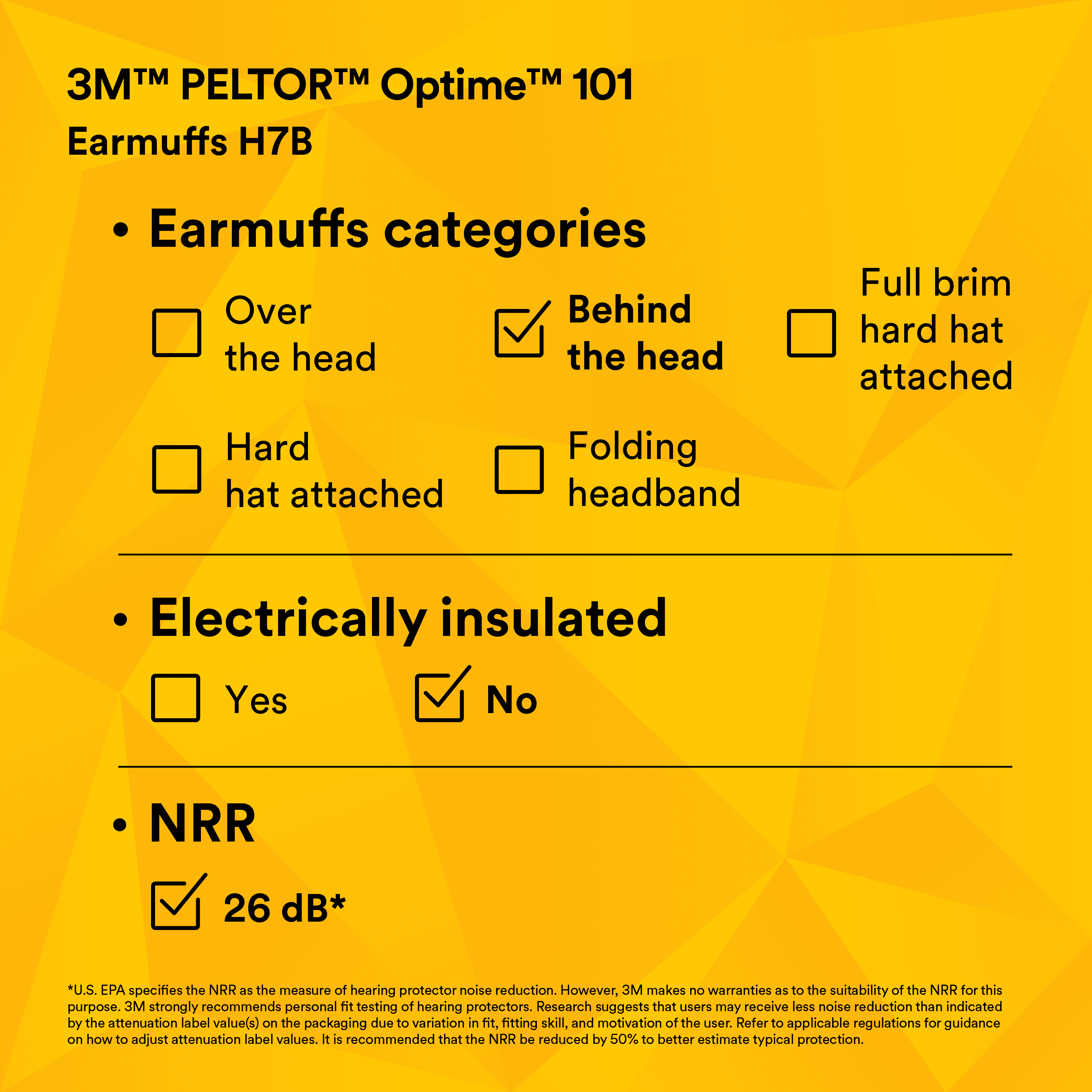 3M™ PELTOR™ Optime™ 101 Earmuffs H7B, Behind-the-Head_7