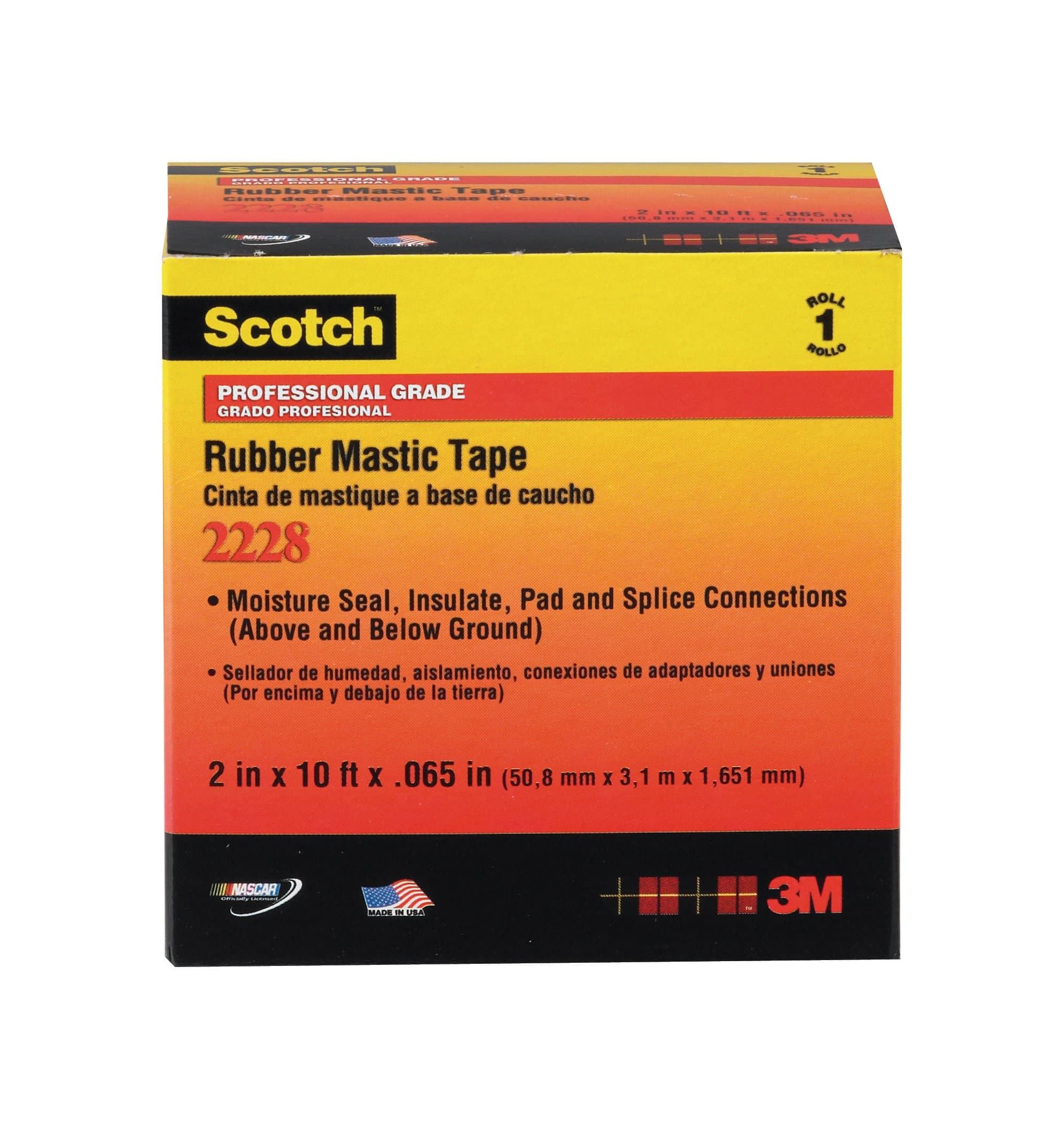 ScotchÂ® Rubber Mastic Tape 2228, Black, 50 mm x 3 m, 10 ea/Case