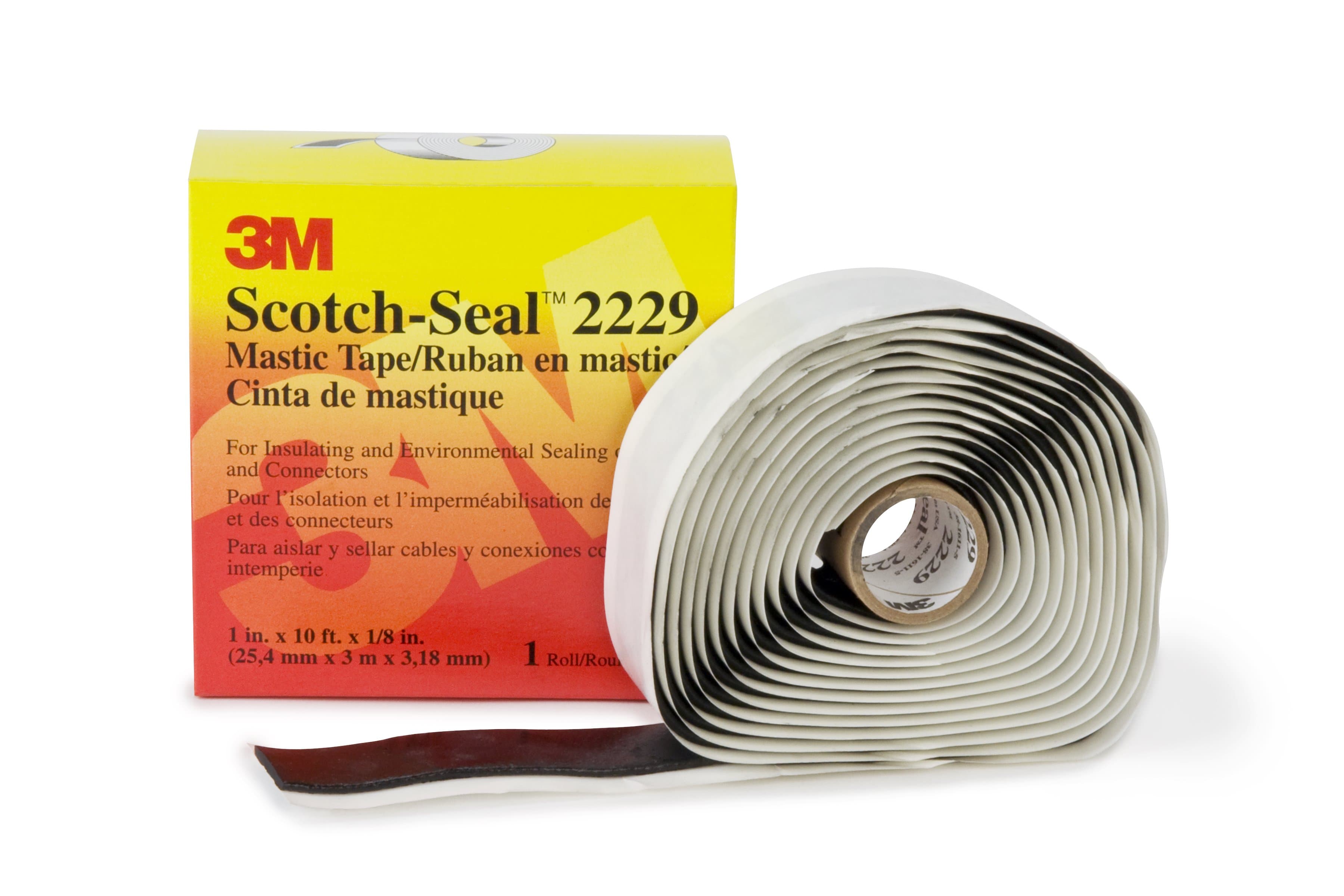3M Scotch-Seal Mastic Tape Compound 2229, Black, 25 mm x 3 m, 12 ea/Case