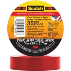 Scotch Vinyl Color Coding Electrical Tape 35, 3/4 in x 66 ft, Red, 10 rolls/carton