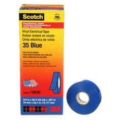 Scotch Vinyl Color Coding Electrical Tape 35, 3/4 in x 66 ft, Blue, 10 rolls/carton