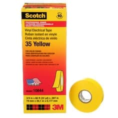 Scotch Vinyl Color Coding Electrical Tape 35, 3/4 in x 66 ft, Yellow, 10 rolls/carton