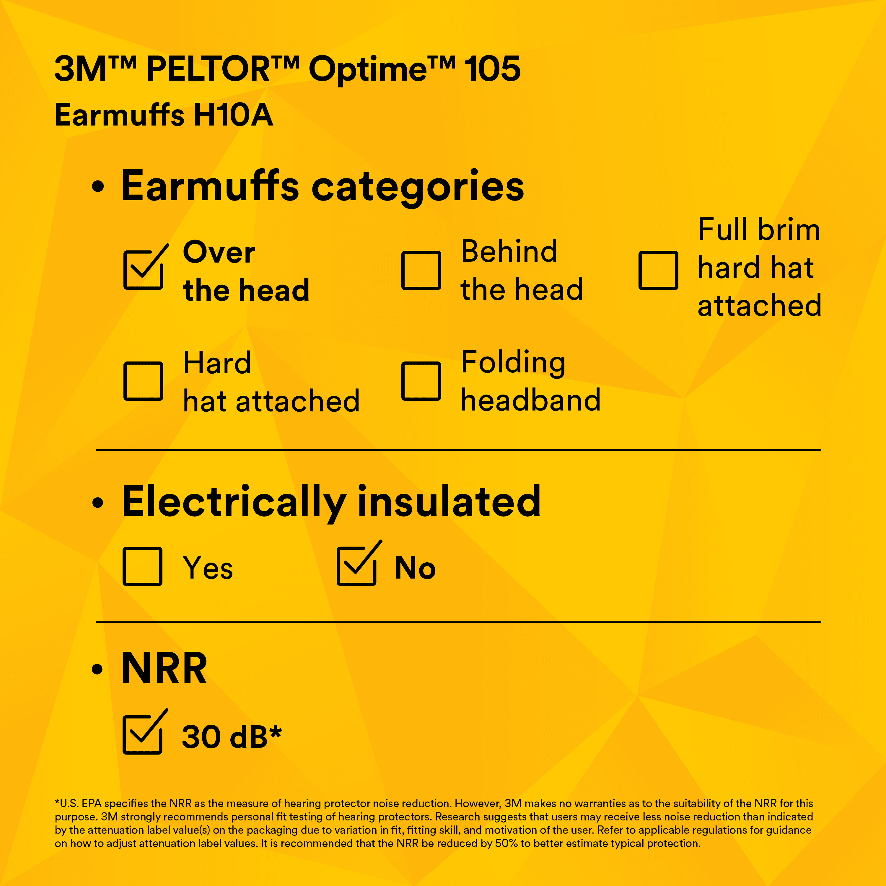 3M™ PELTOR™ Optime™ 105 Earmuffs H10A, Over-the-Head_16