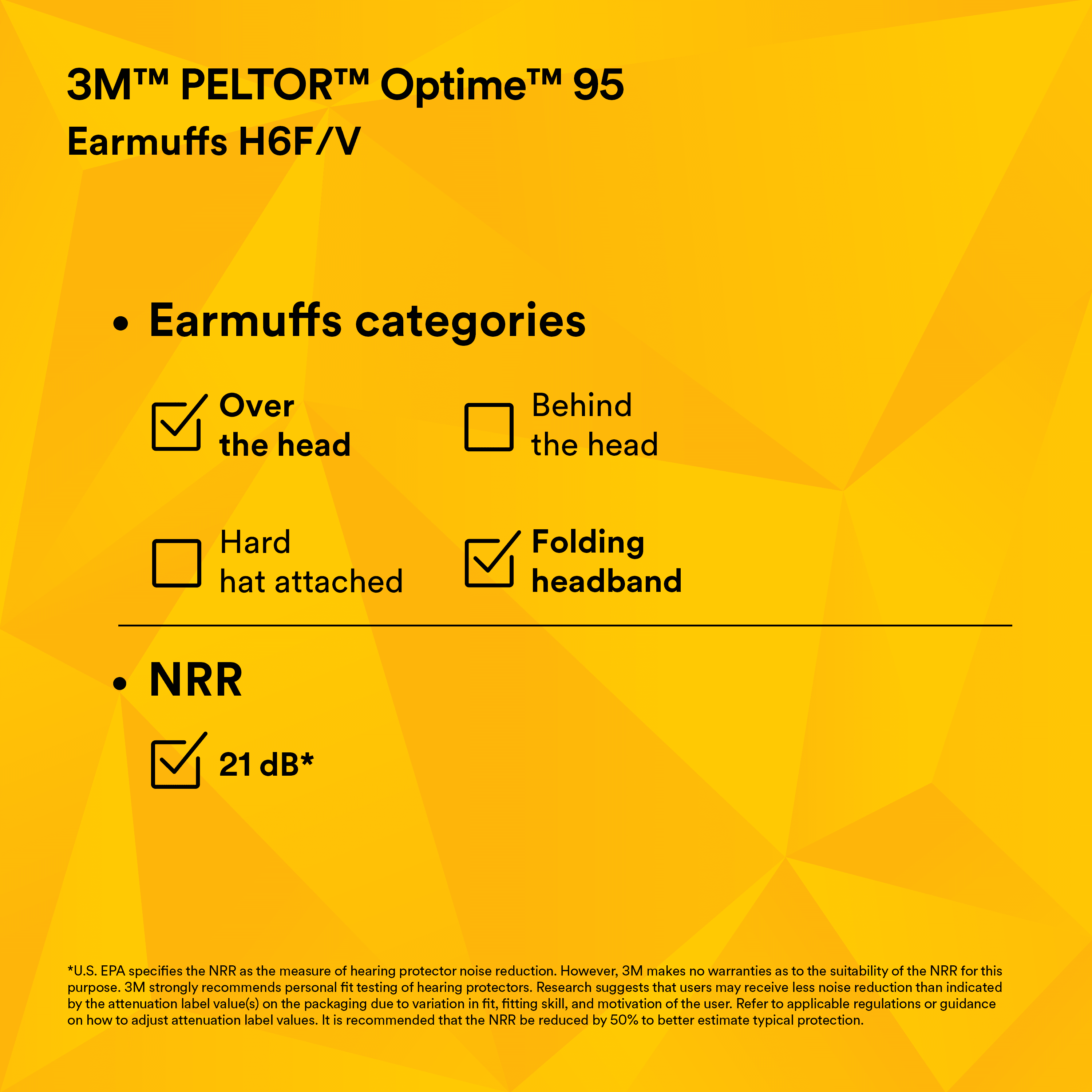 3M™ PELTOR™ Optime™ 95 Earmuffs H6A/V, Over-the-Head_5