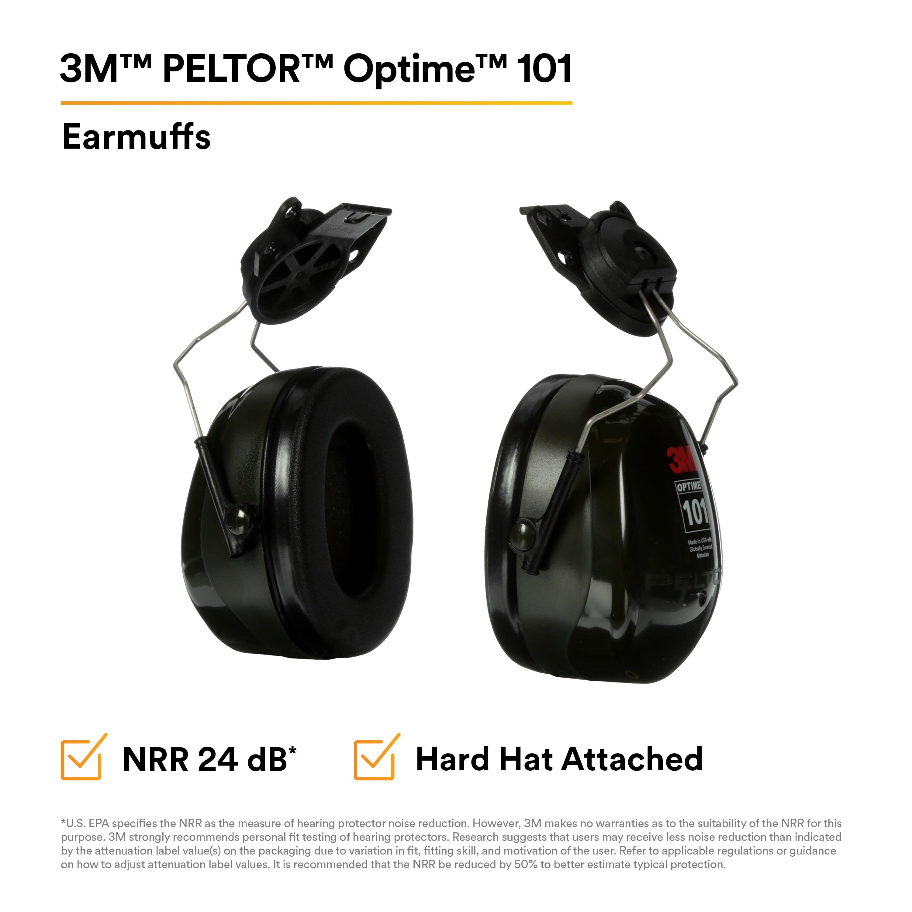 3M™ PELTOR™ Optime™ 101 Earmuffs H7P3E, Hard Hat Attached_3