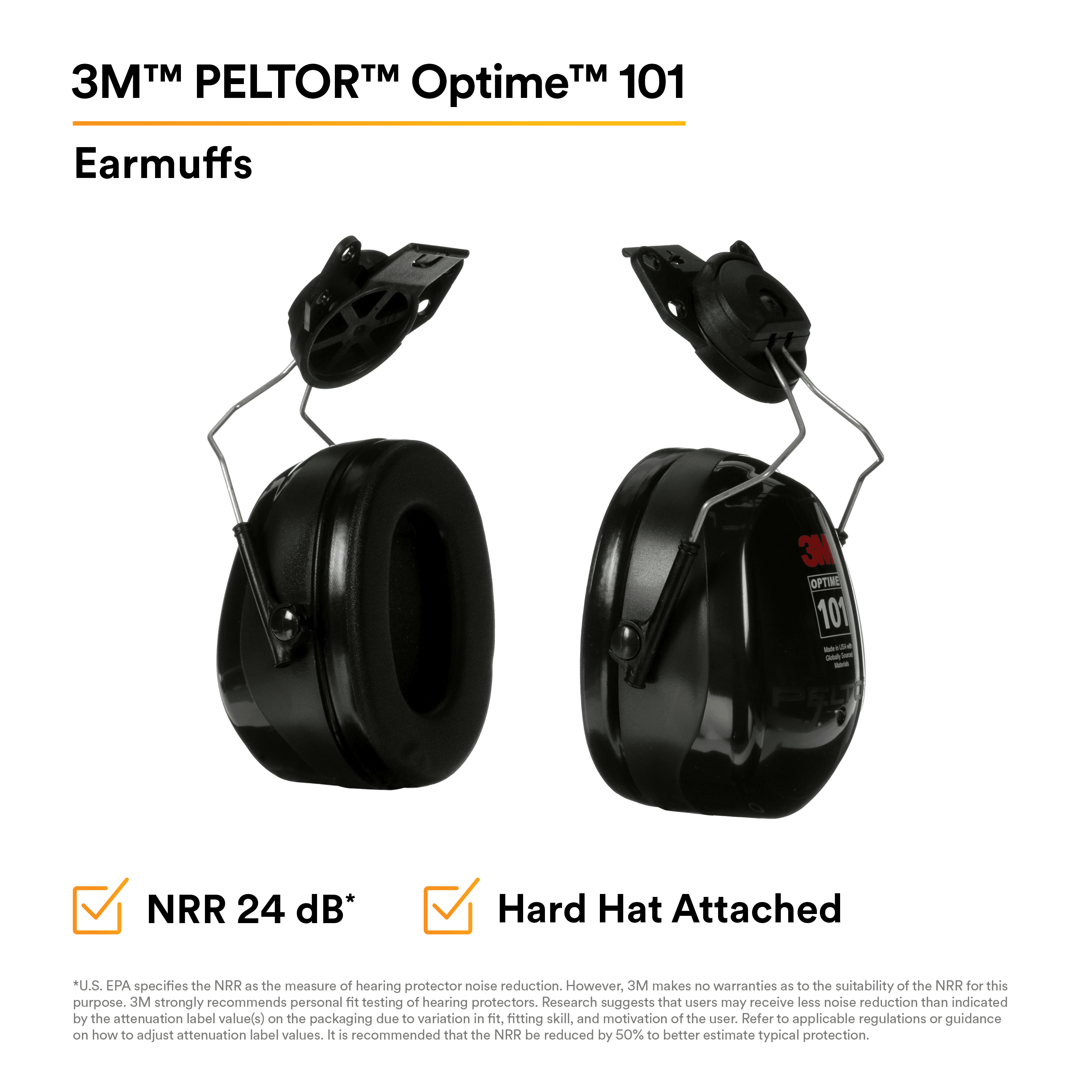 3M™ PELTOR™ Optime™ 101 Earmuffs H7P3E, Hard Hat Attached_20