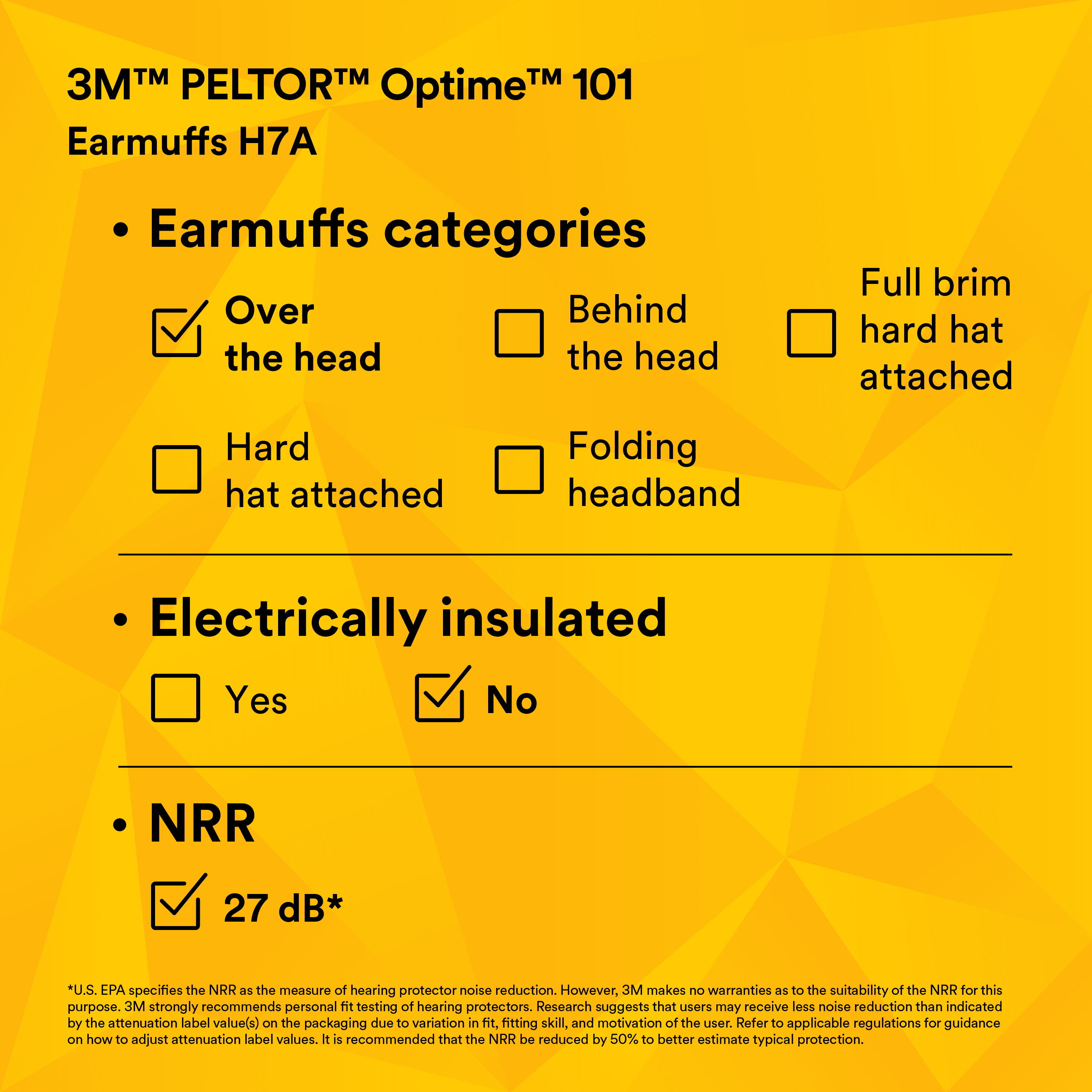 3M™ PELTOR™ Optime™ 101 Earmuffs H7A, Over-the-Head_13