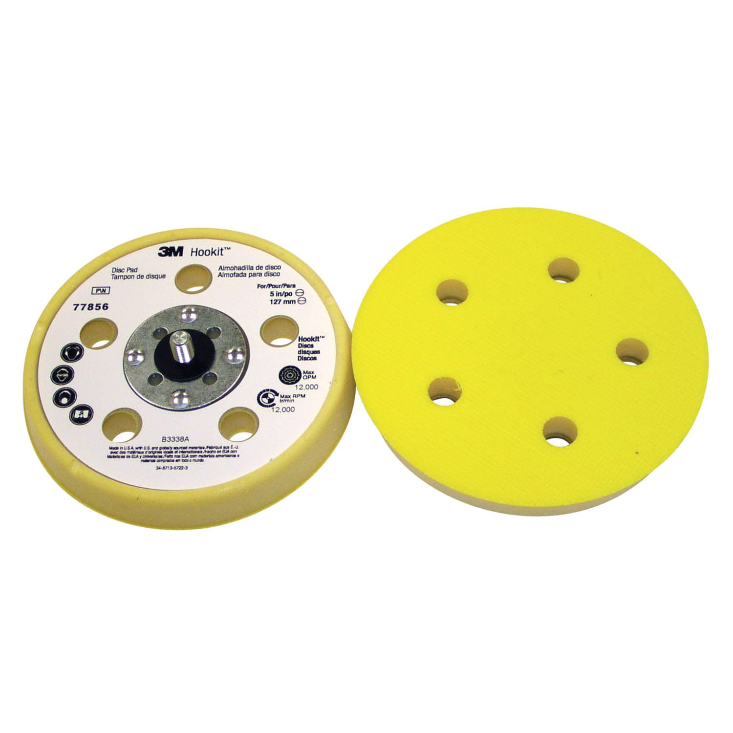 3M Xtract Low Profile Back-up Pad, 20350, 3 in x 1/2 in x 1/4 in-20 External, 3 Holes, Red Foam
