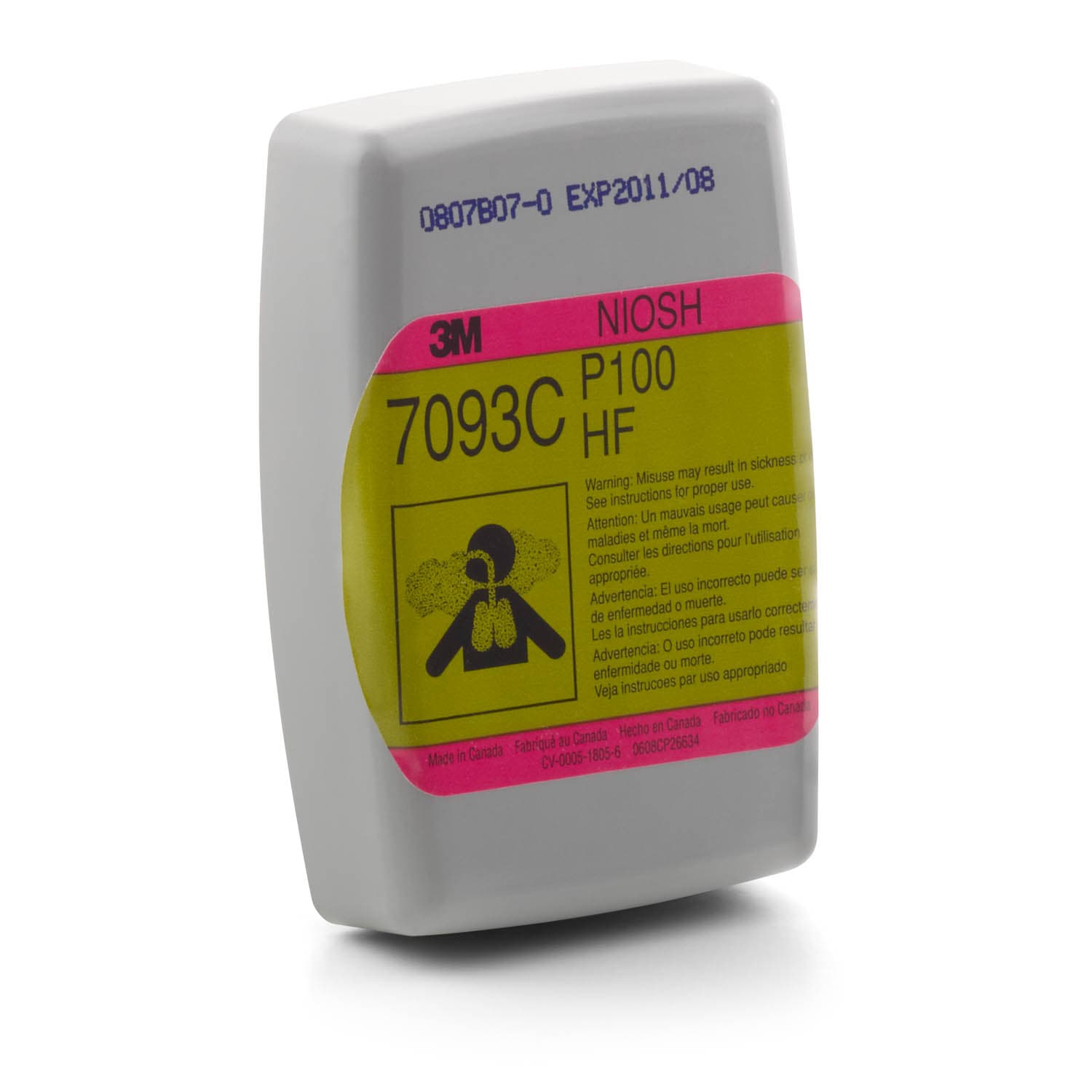 3M™ Hydrogen Fluoride Cartridge/Filter 7093C, P100, with Nuisance Level
Organic Vapor and Acid Gas Relief_1