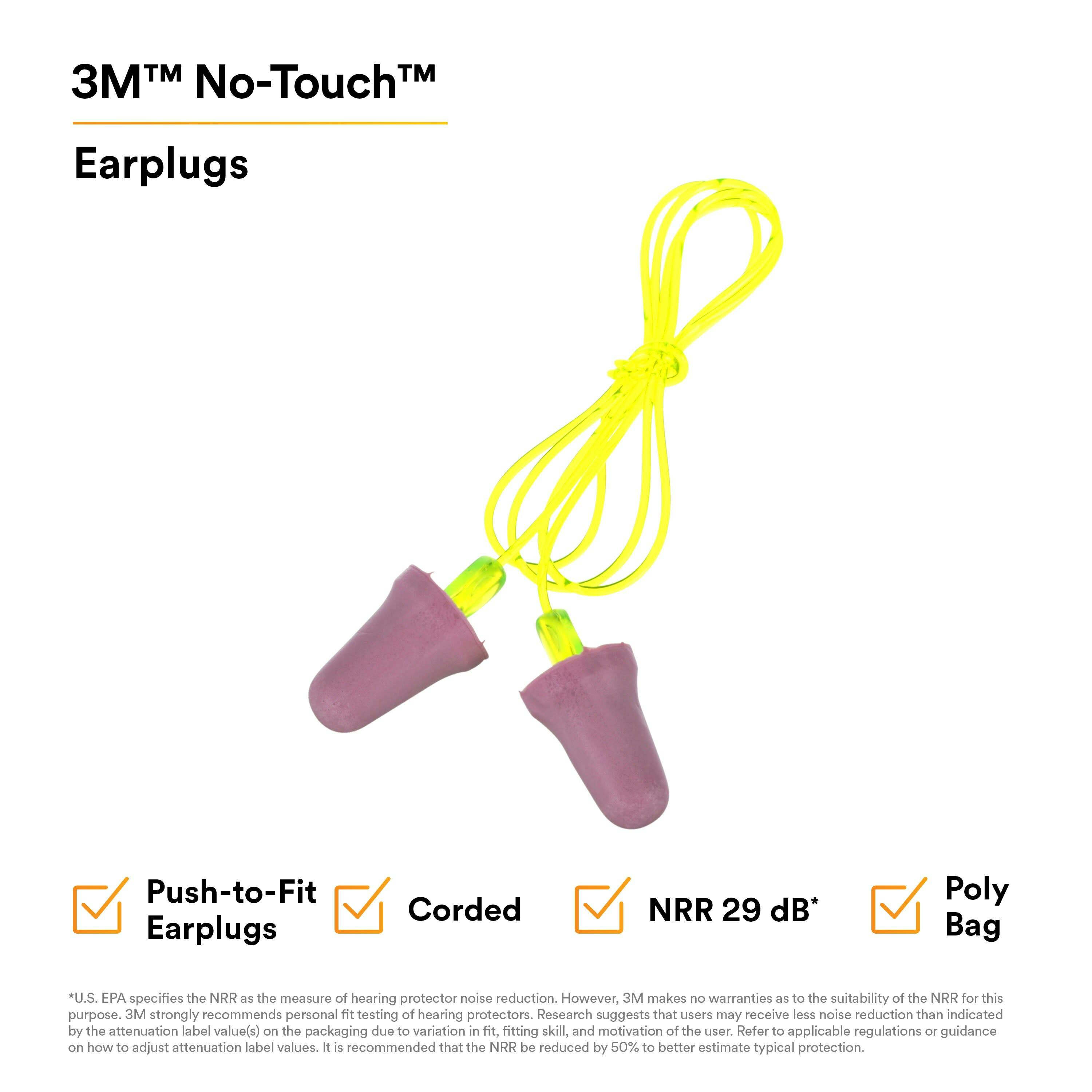 3M™ No-Touch™ Push-to-Fit Earplugs P2001, Corded_0