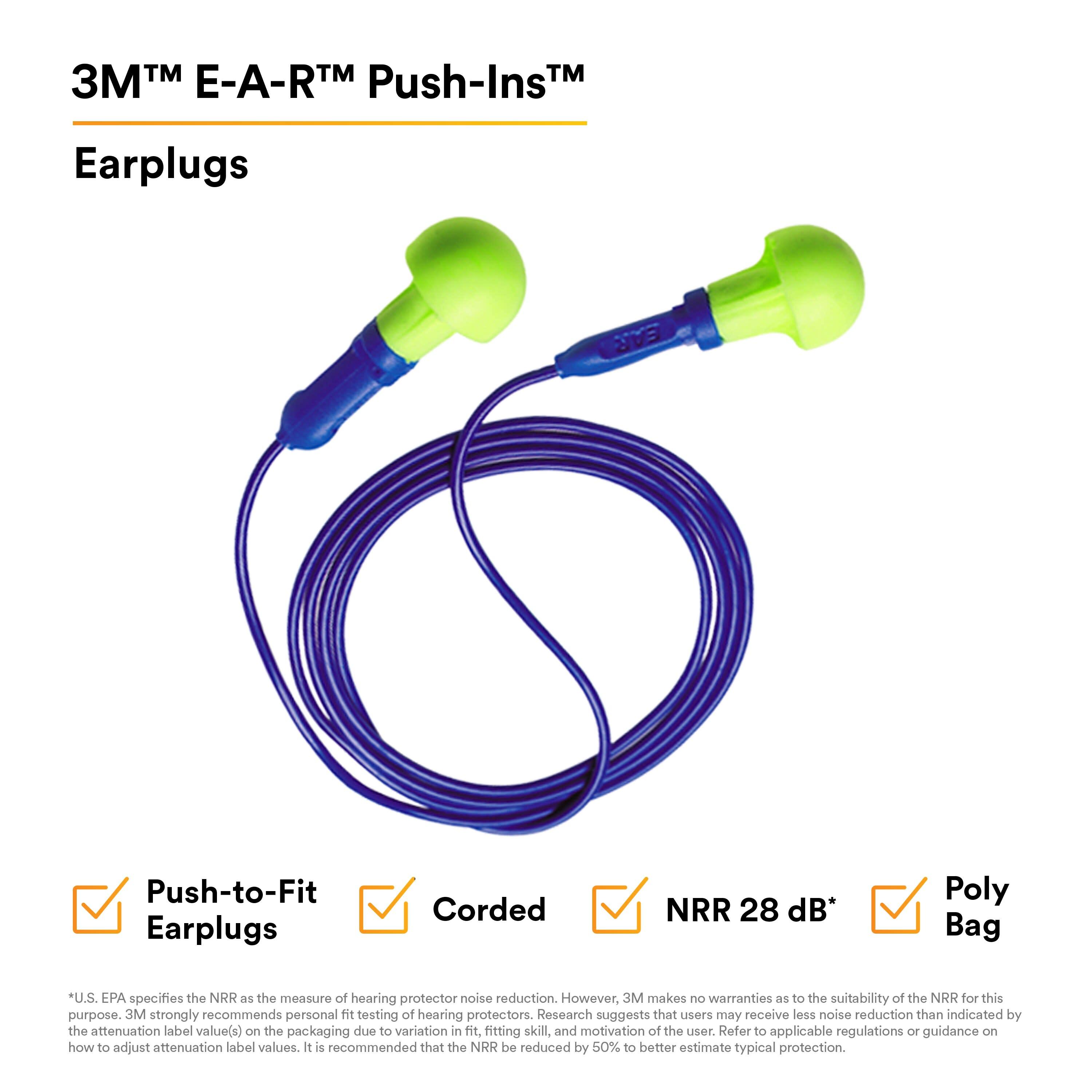 3M™ E-A-R™ Push-Ins™ Earplugs 318-1001, Corded, Poly Bag_5