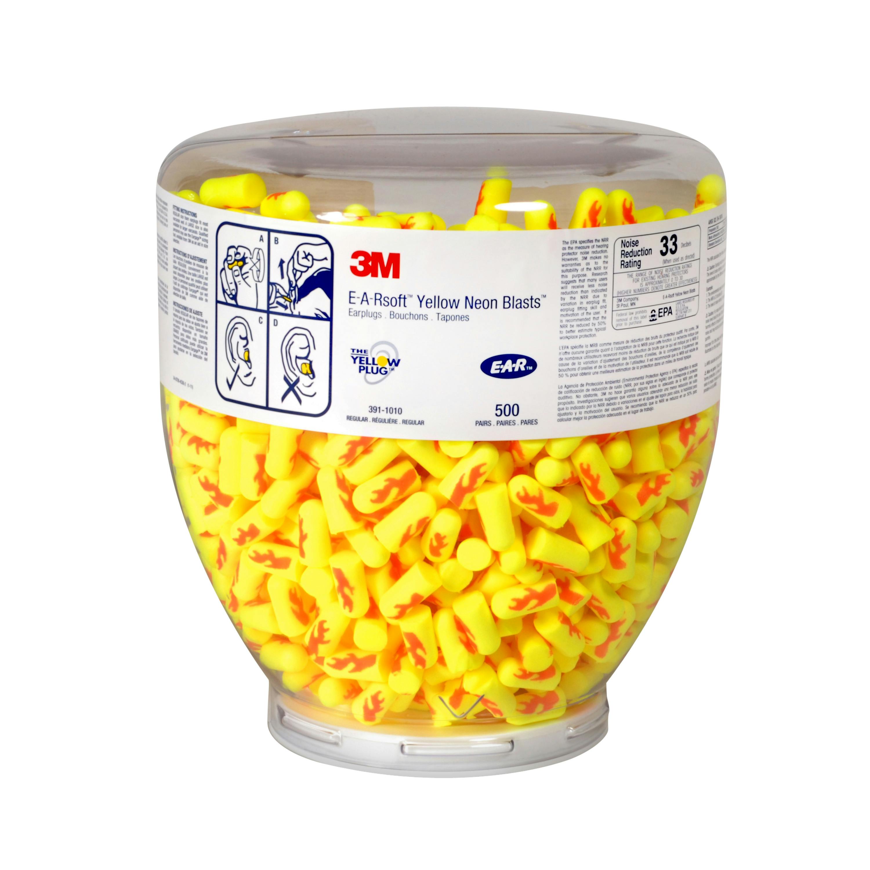 3M™ E-A-Rsoft™ Yellow Neon Blasts™ One Touch™ Dispenser Refill 391-1010,
Regular Size_0