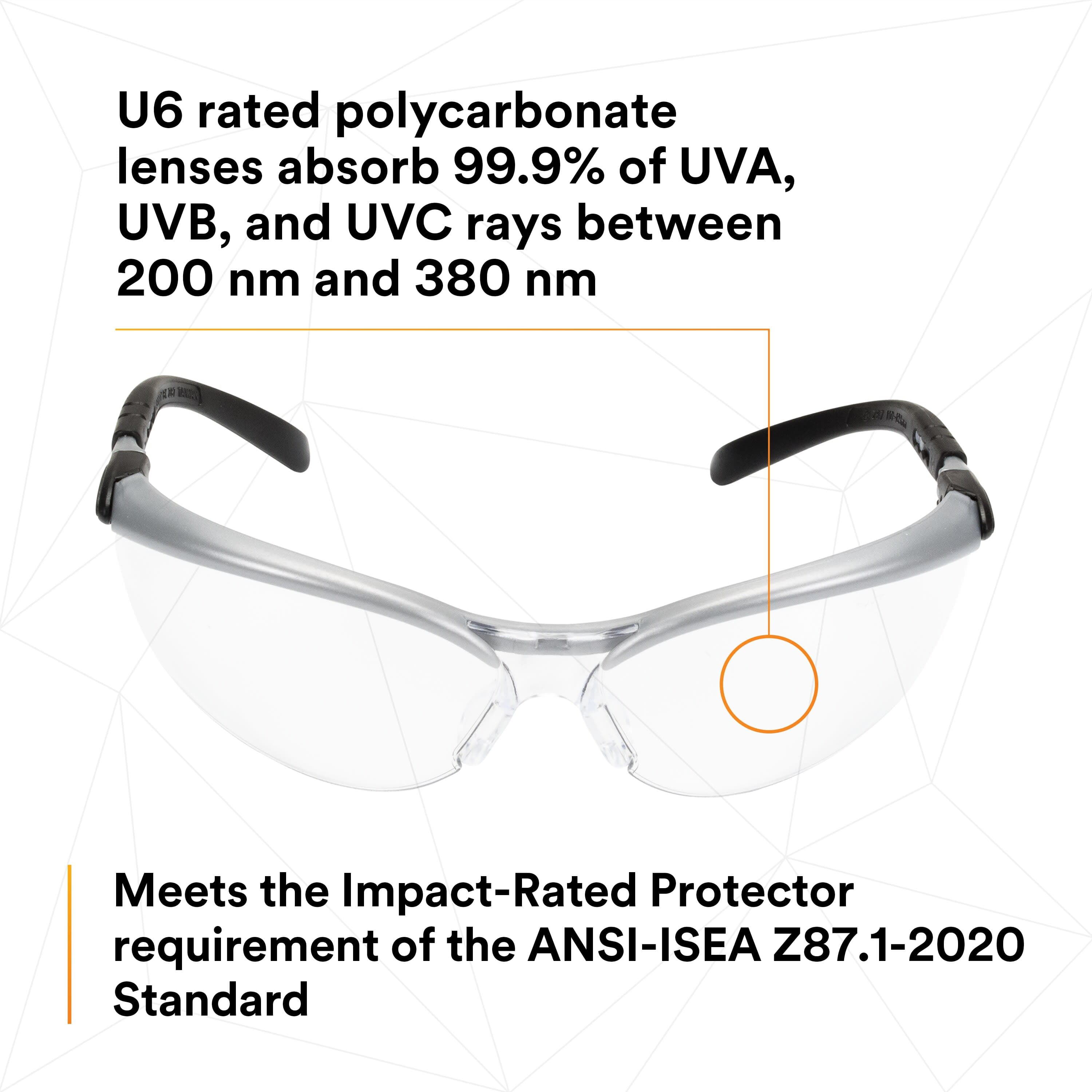 3M BX Protective Eyewear 11380-00000-20, Clear Anti-Fog Lens, Silver/Black Frame_6