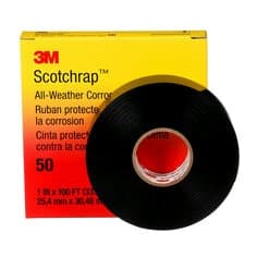 3M Scotchrap Vinyl Corrosion Protection Tape 50, 1 in x 100 ft, Unprinted, Black, 1 roll/carton