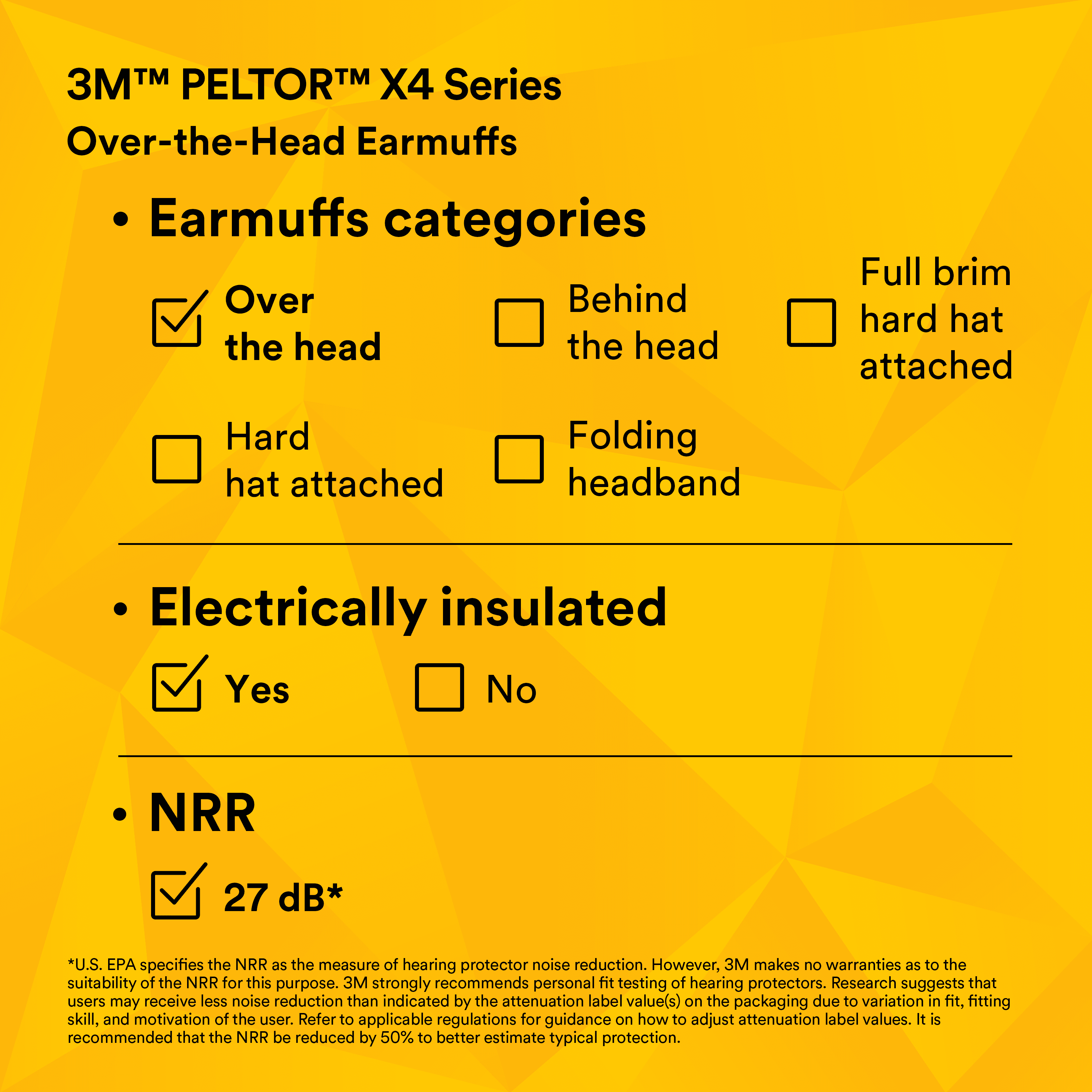 3M PELTOR X4 Earmuffs X4A/37273(AAD), Over-the-Head, 10 EA/Case_5