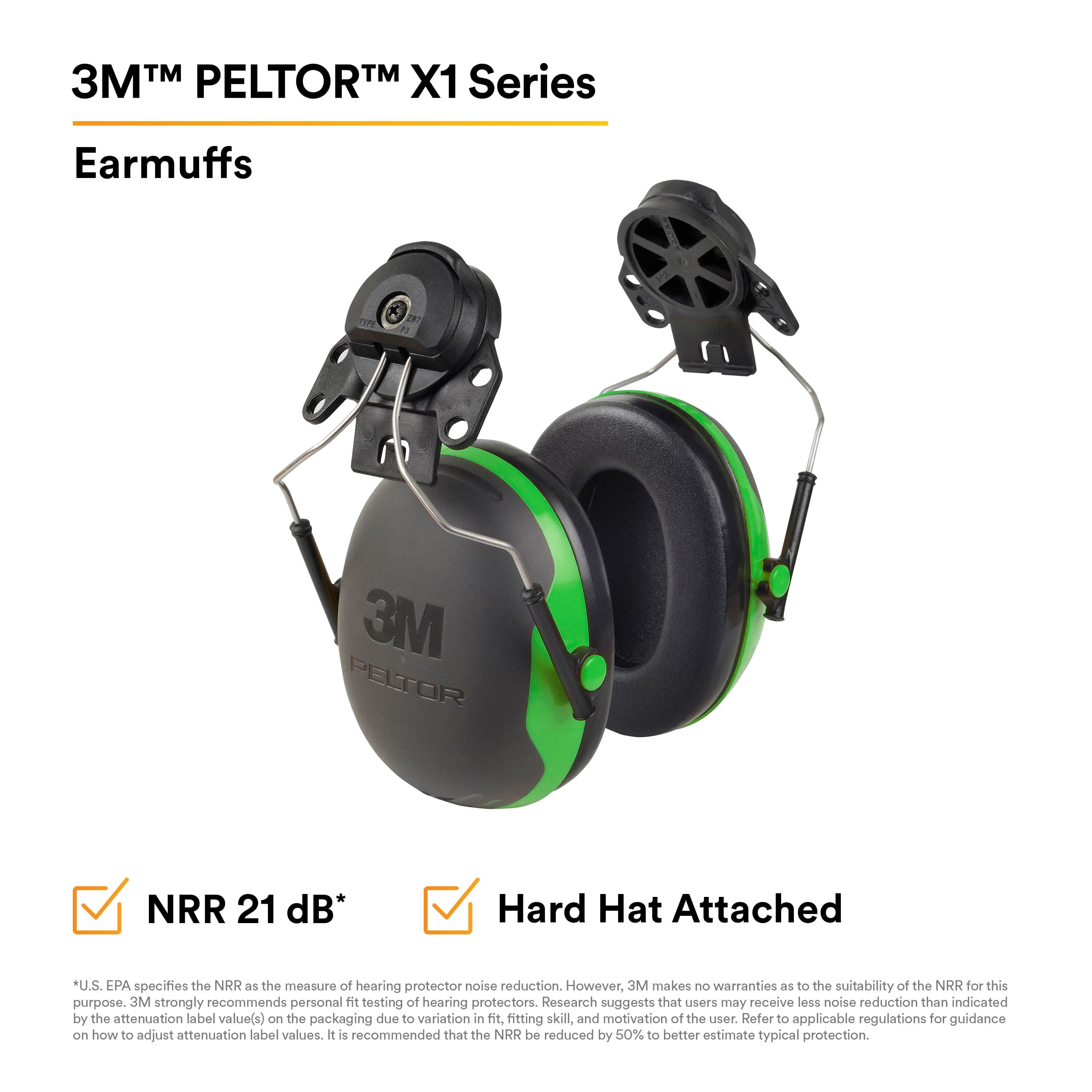 3M™ PELTOR™ X1 Earmuffs X1P3E/37275(AAD), Hard Hat Attached_1