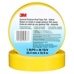 3M General Purpose Vinyl Tape 764, Yellow, 1 in x 36 yd, 5 mil
