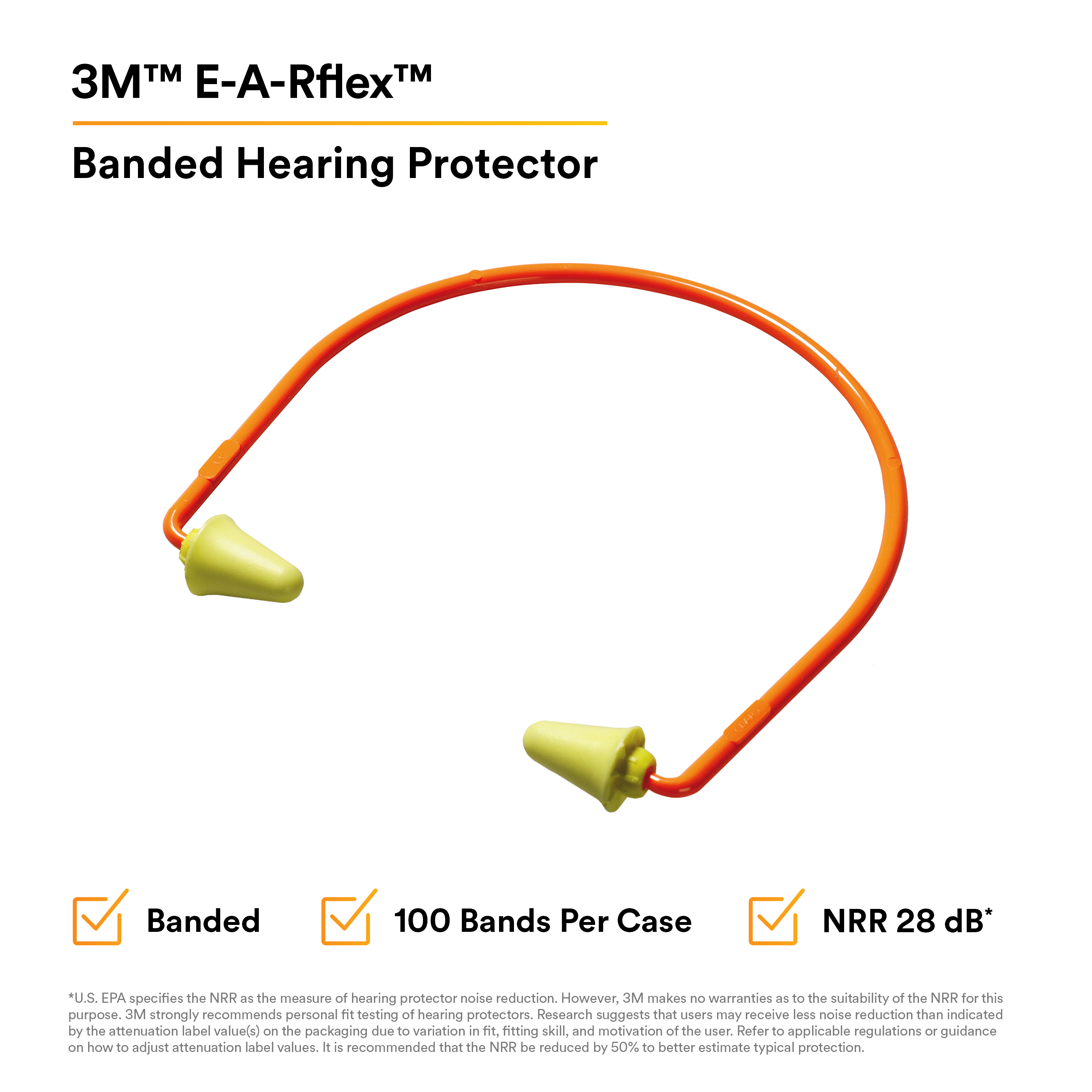 3M™ E-A-Rflex™ 28 Banded Hearing Protector 320-1000, 100 EA/Case