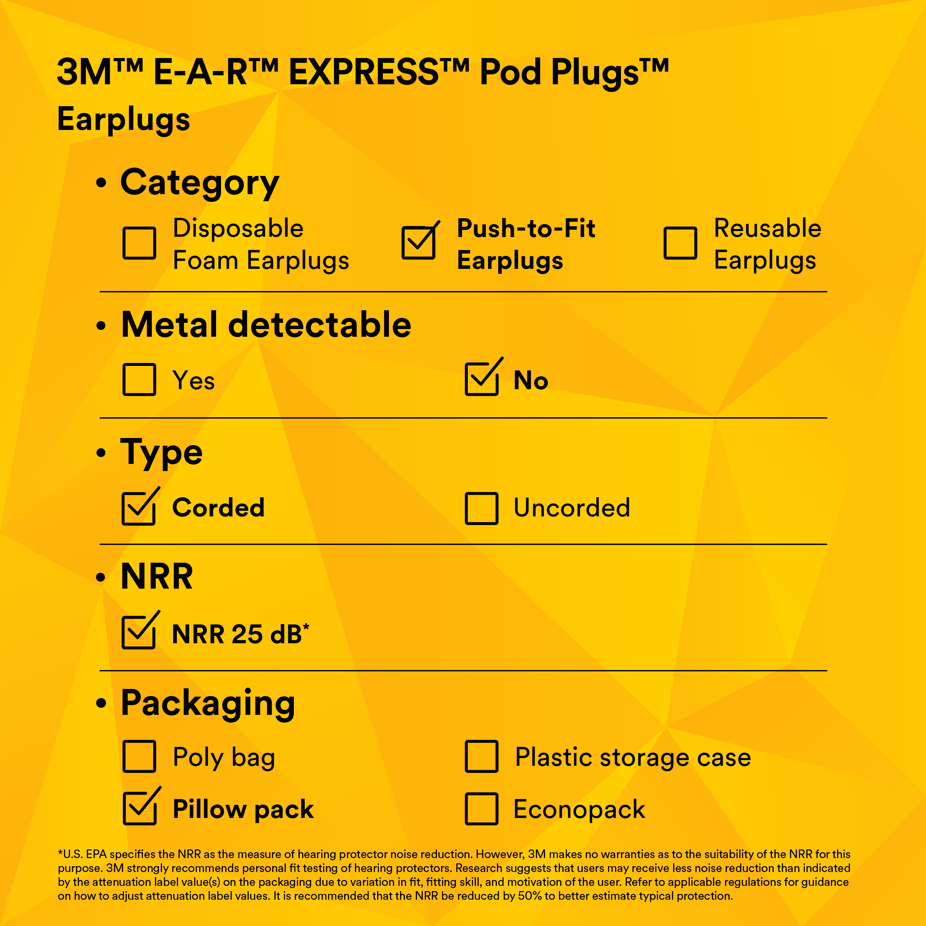 3M™ E-A-R™ EXPRESS™ Pod Plugs™ Earplugs 311-1115, Corded, Assorted Color
Grips, Pillow Pack_7