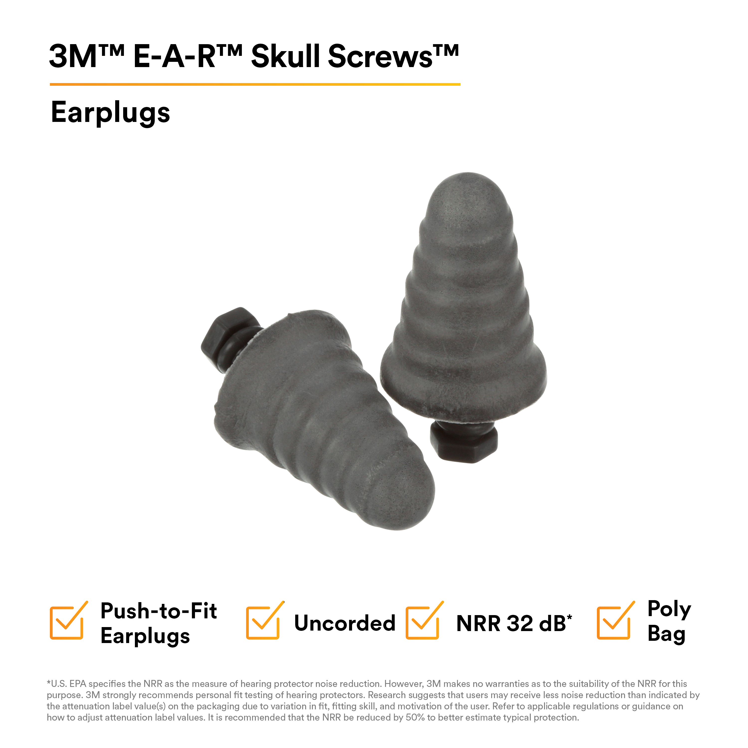 3M™ E-A-R™ Skull Screws™ Earplugs P1300, Uncorded_1