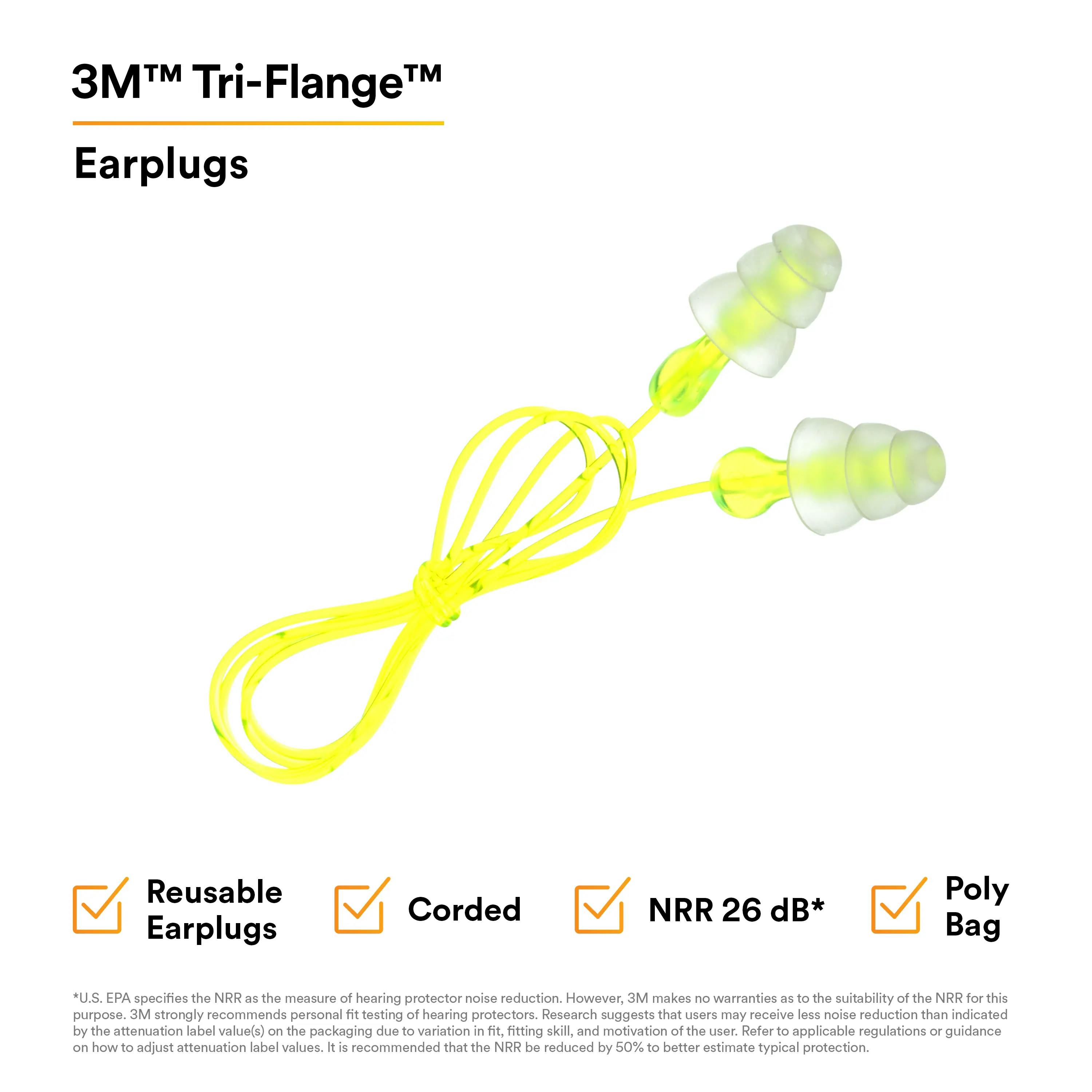 3M™ Tri-Flange™ Earplugs P3000, Corded_11