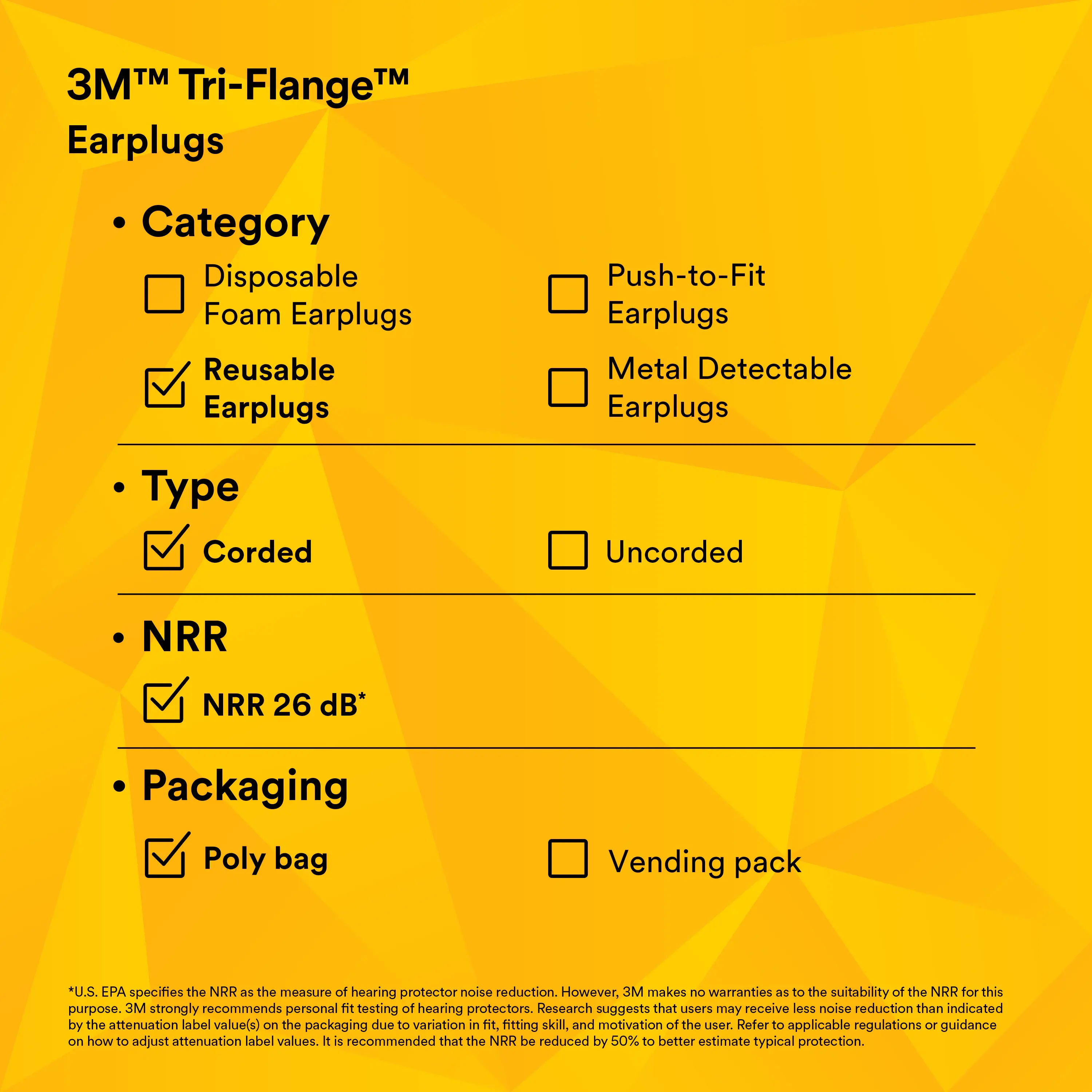 3M™ Tri-Flange™ Earplugs P3000, Corded_8