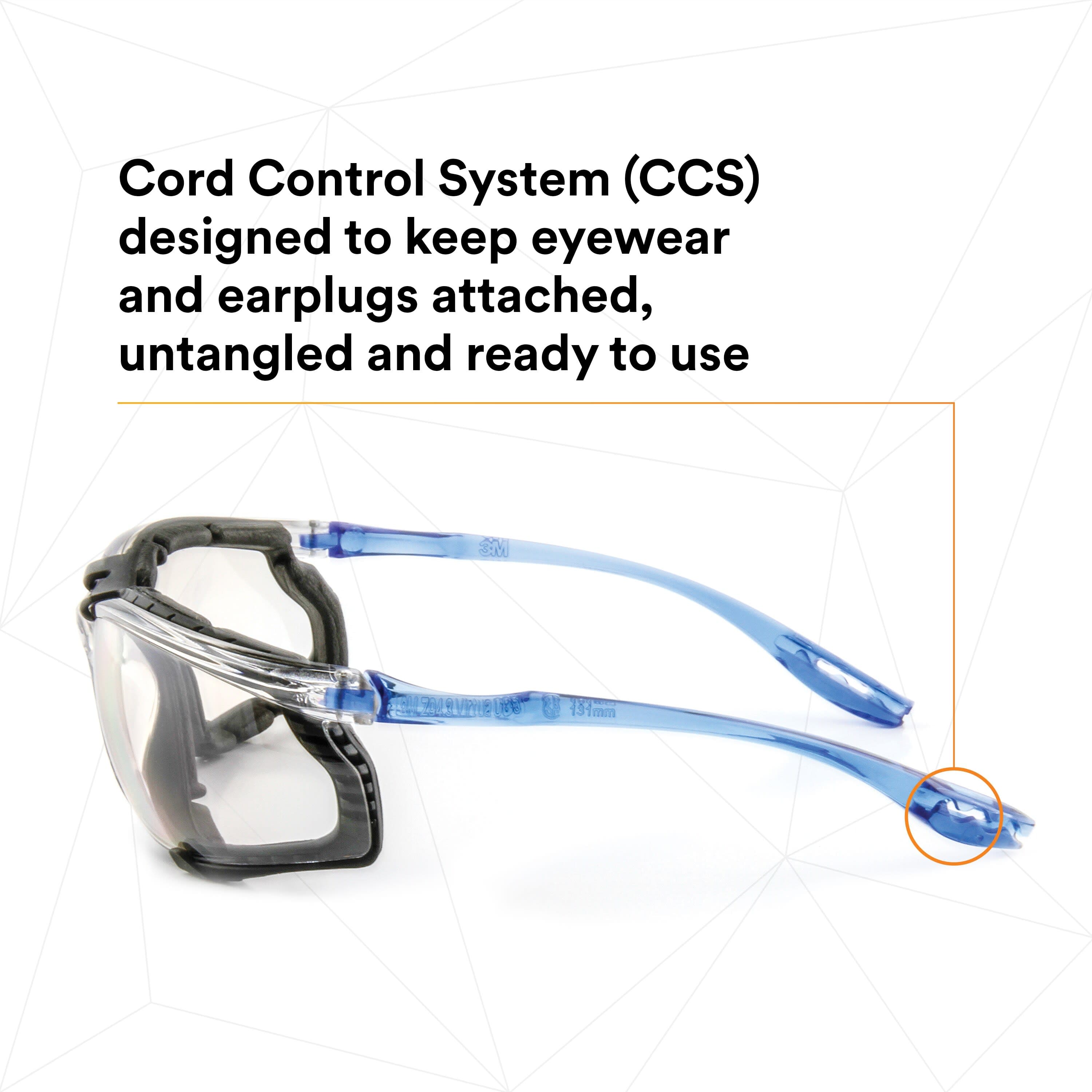 3M Virtua CCS Protective Eyewear 11874-00000-20, with Foam Gasket, I/O Mir Anti-Fog Lens_4
