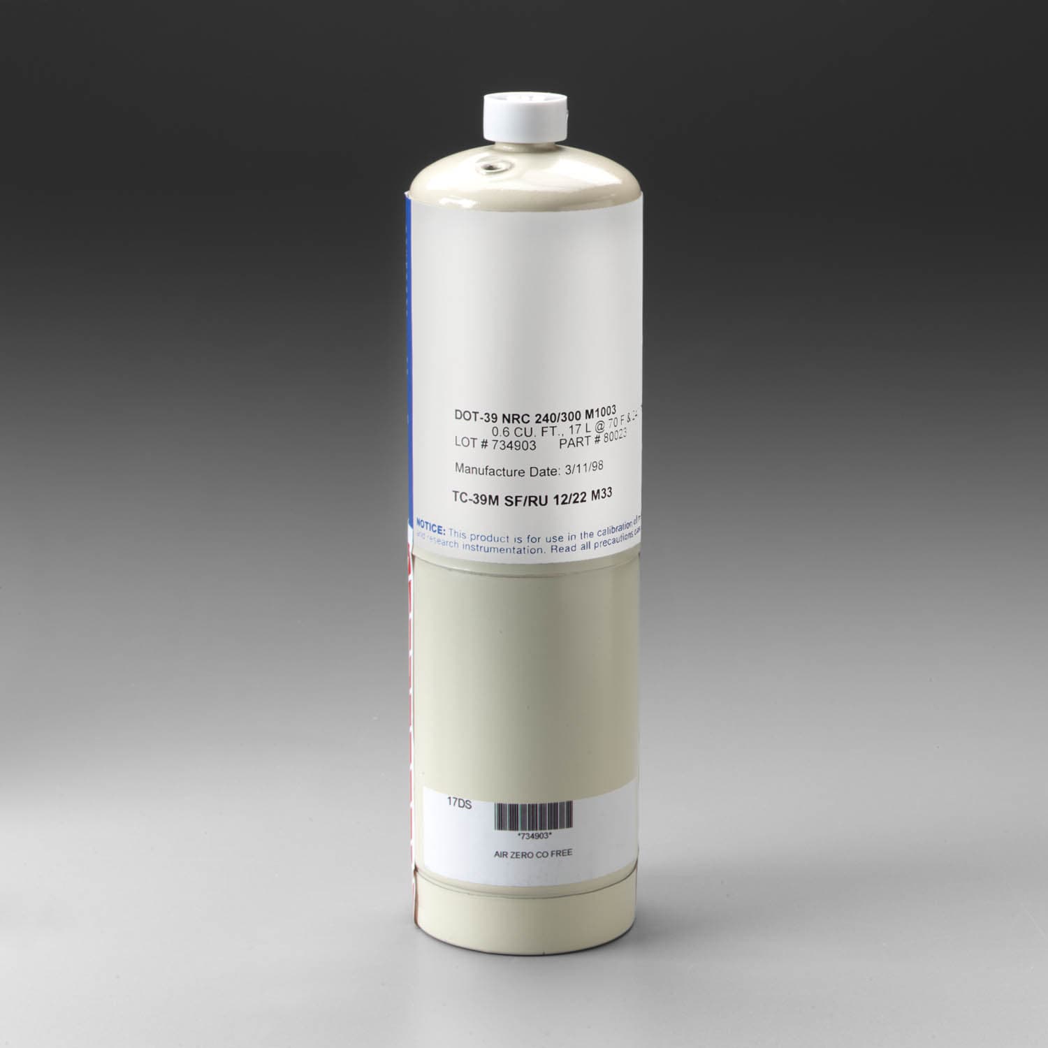 3M Zero Gas Cylinder 529-05-18