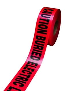 Scotch Buried Barricade Tape 303, CAUTION BURIED ELECTRIC LINE BELOW, 3 in x 300 ft, Red
