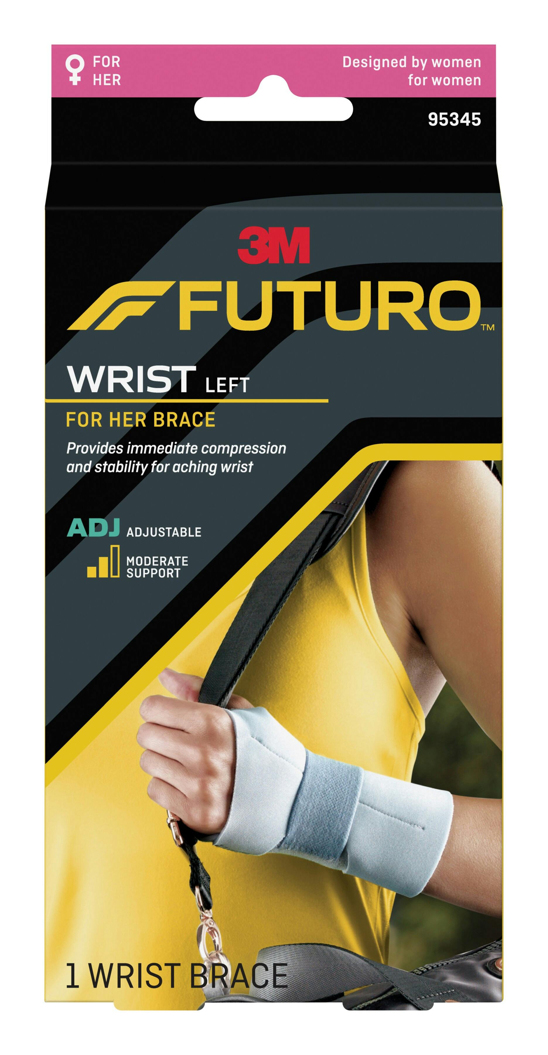 FUTURO™ For Her Wrist Brace 95345ENR, Left Hand, Adjustable