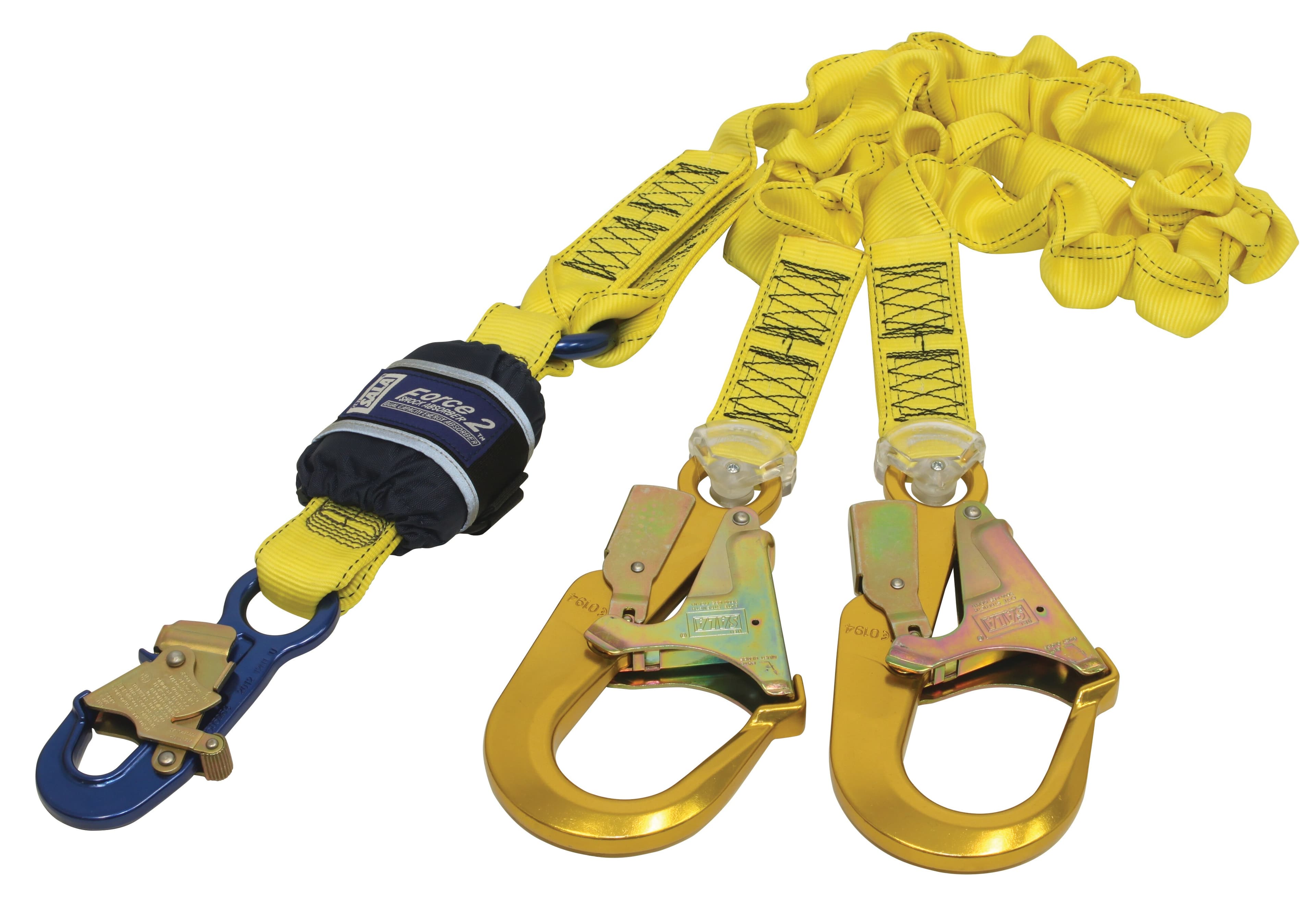 3M™ DBI-SALA® Force2™ Shock Absorbing Elasticated Webbing Lanyard - Double Tail Z12202519E, Yellow, 1 EA/Case