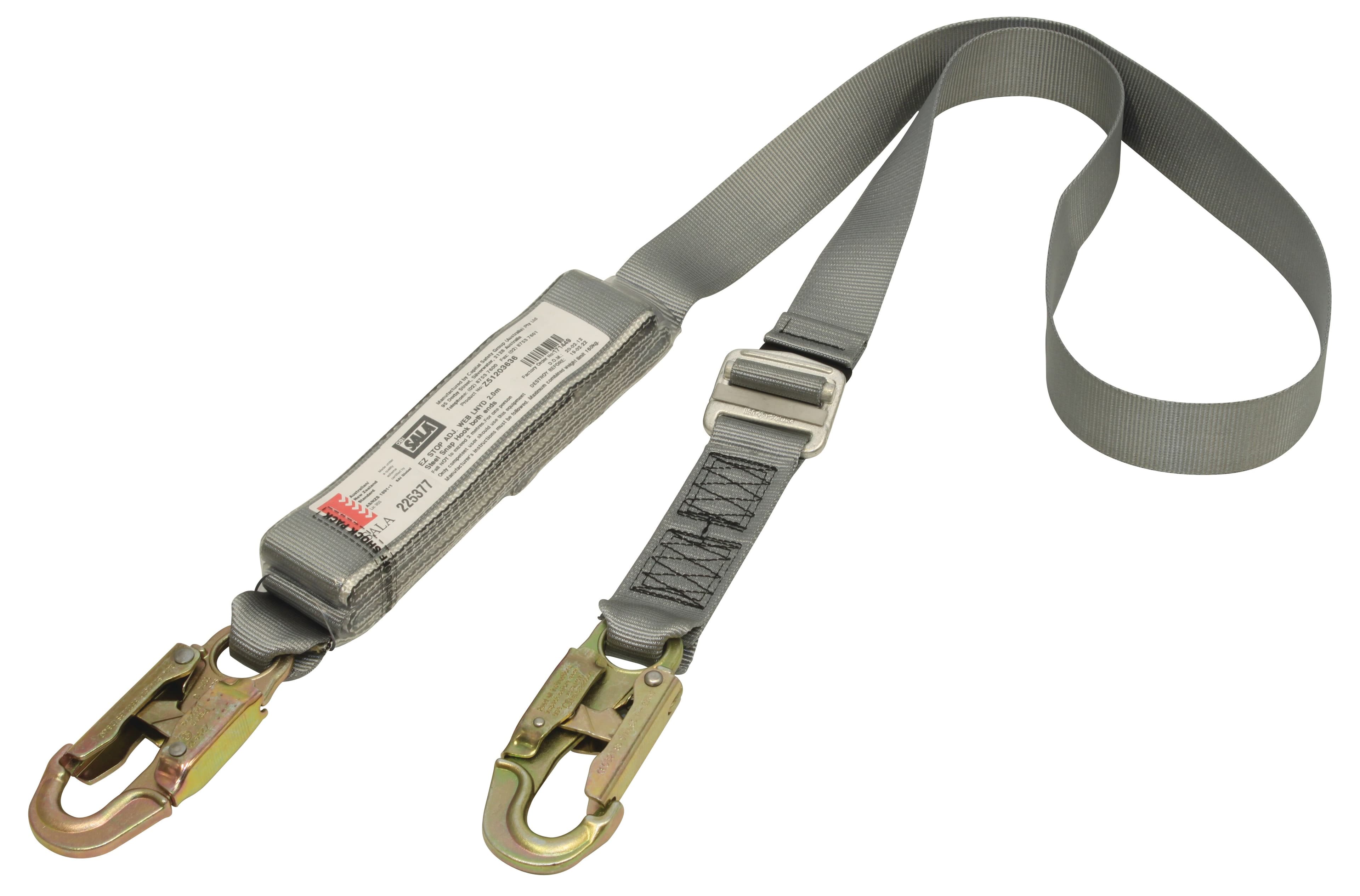 3M™ DBI-SALA® EZ-Stop™ Adjustable Shock Absorbing Webbing Lanyard - Single Tail Z51203636, Grey, 1 EA/Case