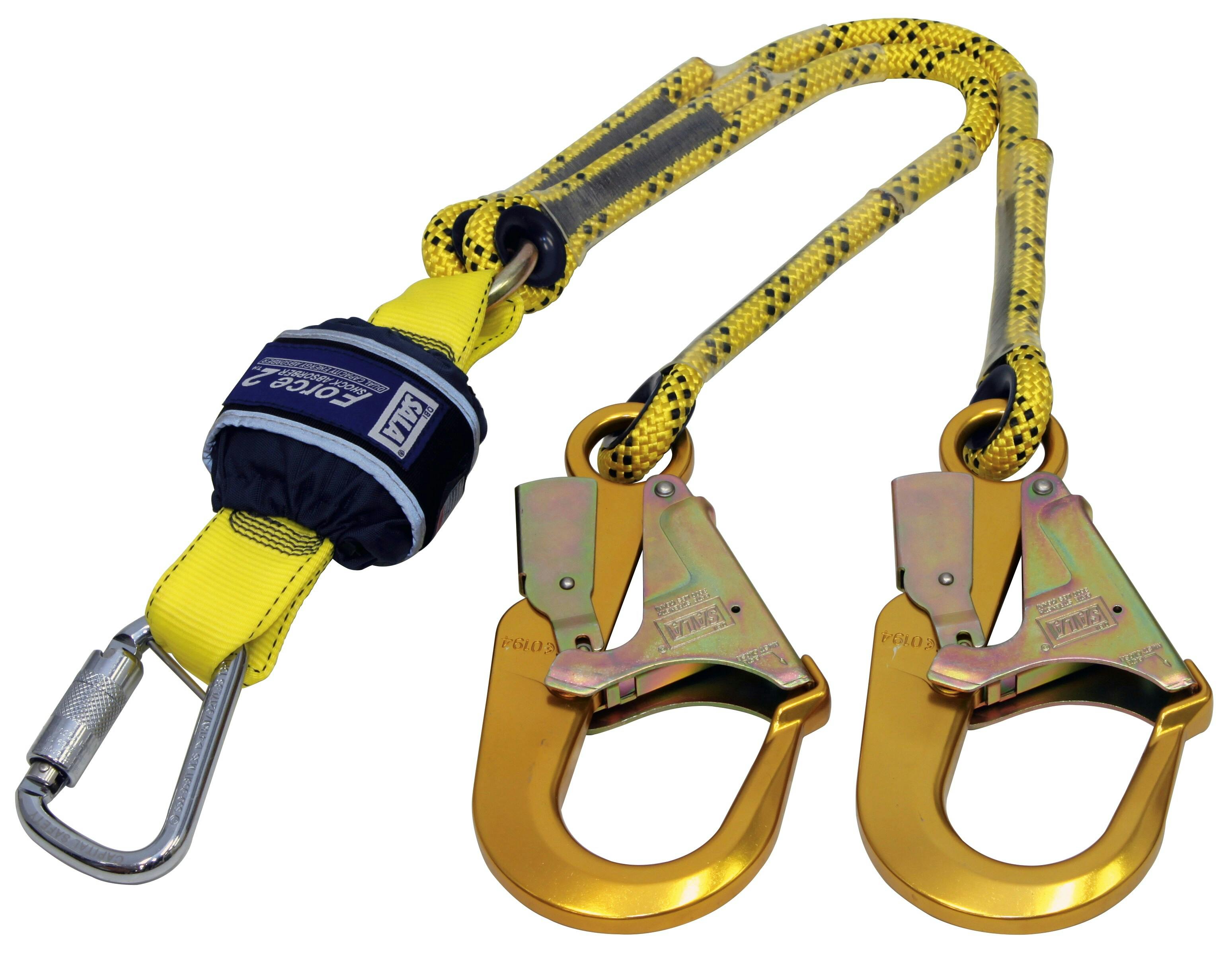 3M™ DBI-SALA® Force2™ Shock Absorbing Kernmantle Rope Lanyard - Double Tail Z12104519R, Yellow, with black fleck, 1.0m, 1 EA/Case