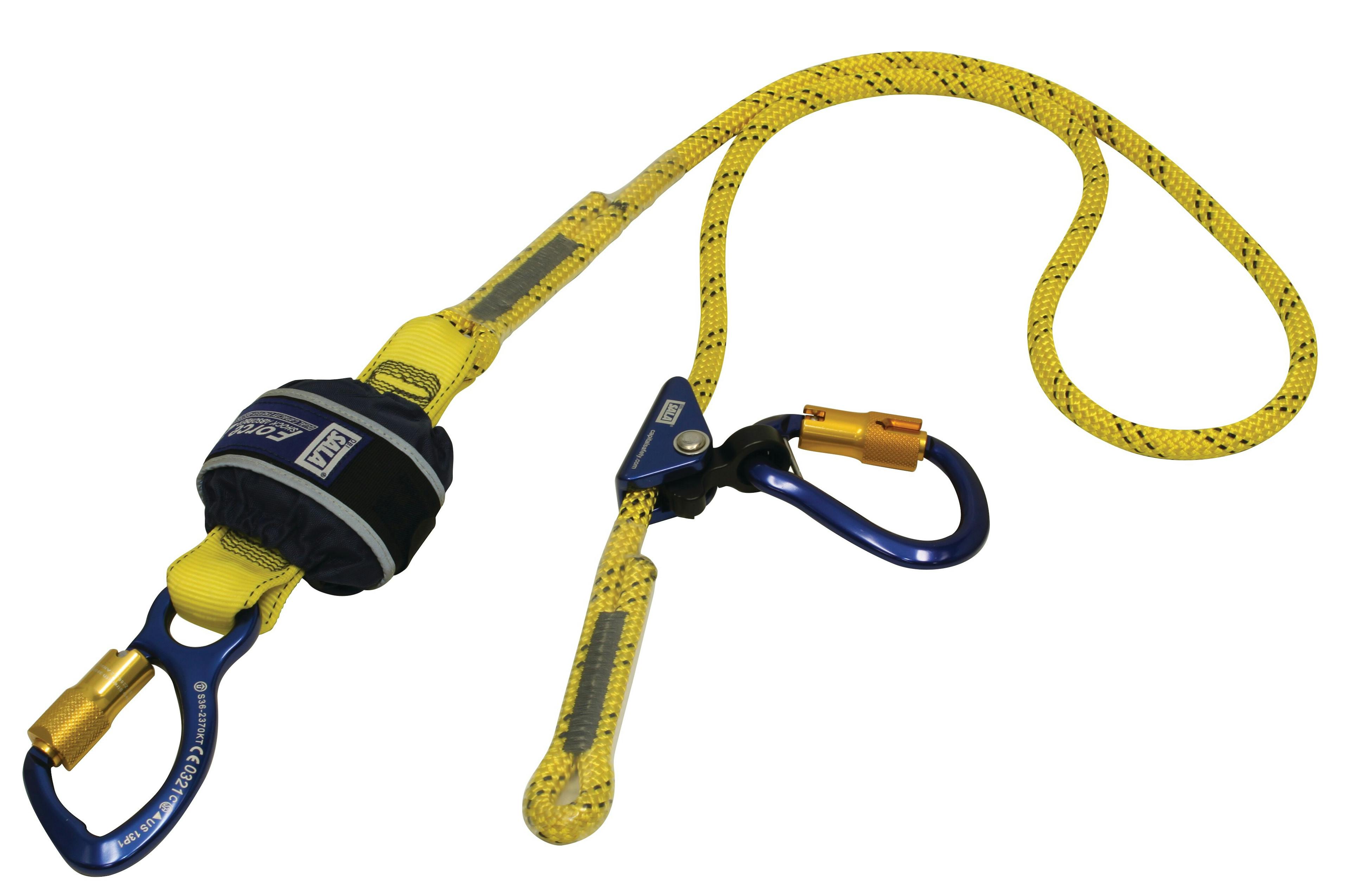 3M™ DBI-SALA® Force2™ Adjustable Shock Absorbing Kernmantle Rope Lanyard - Single Tail Z11206159R, Yellow with black fleck, 1 EA/Case_0