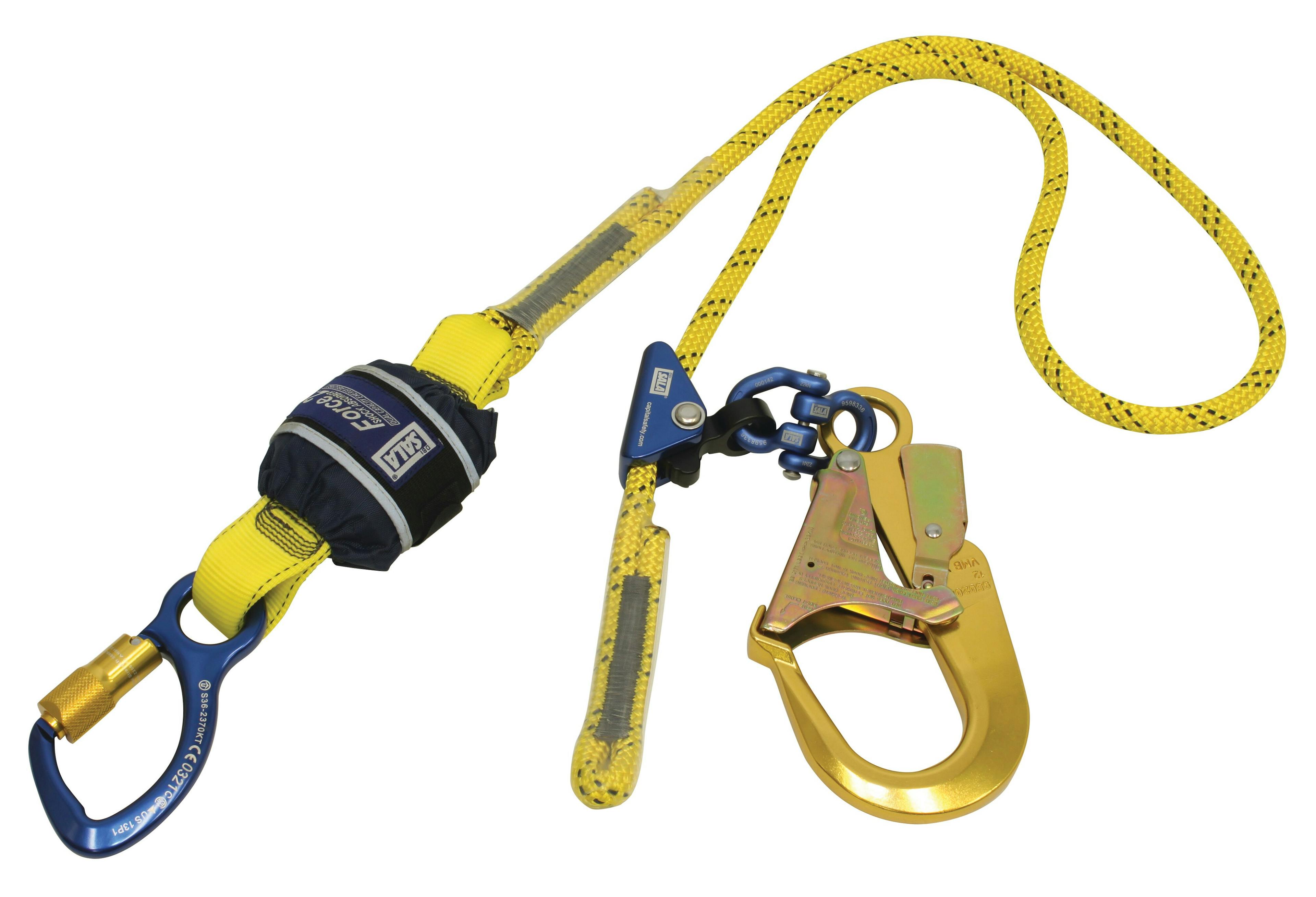 3M™ DBI-SALA® Force2™ Adjustable Shock Absorbing Kernmantle Rope Lanyard - Single Tail Z11206119R, Yellow with black fleck, 1 EA/Case