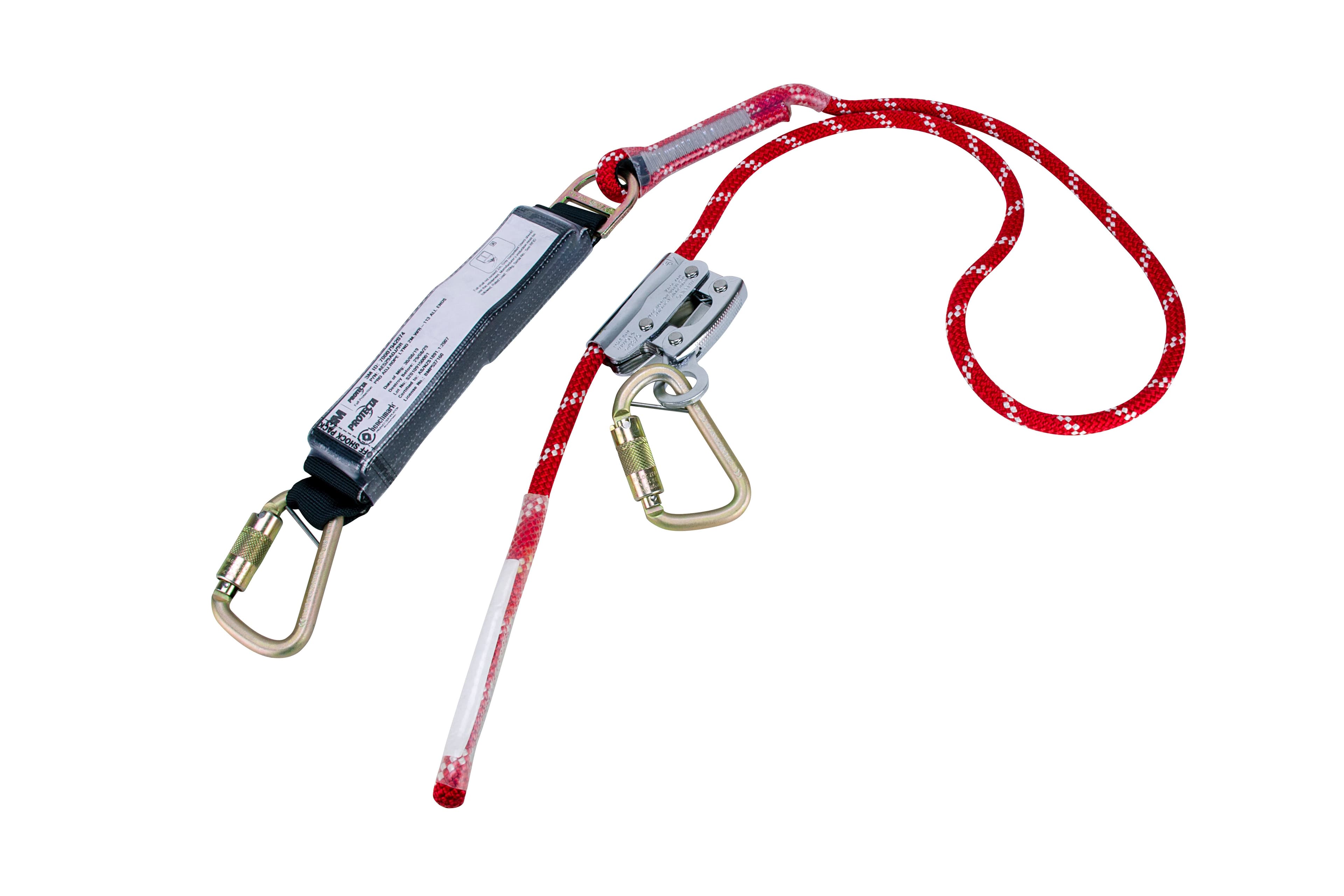 3M PROTECTA Adjustable Rope Shock Absorbing Lanyard AE529ADJ/9R, 2m,1 ea