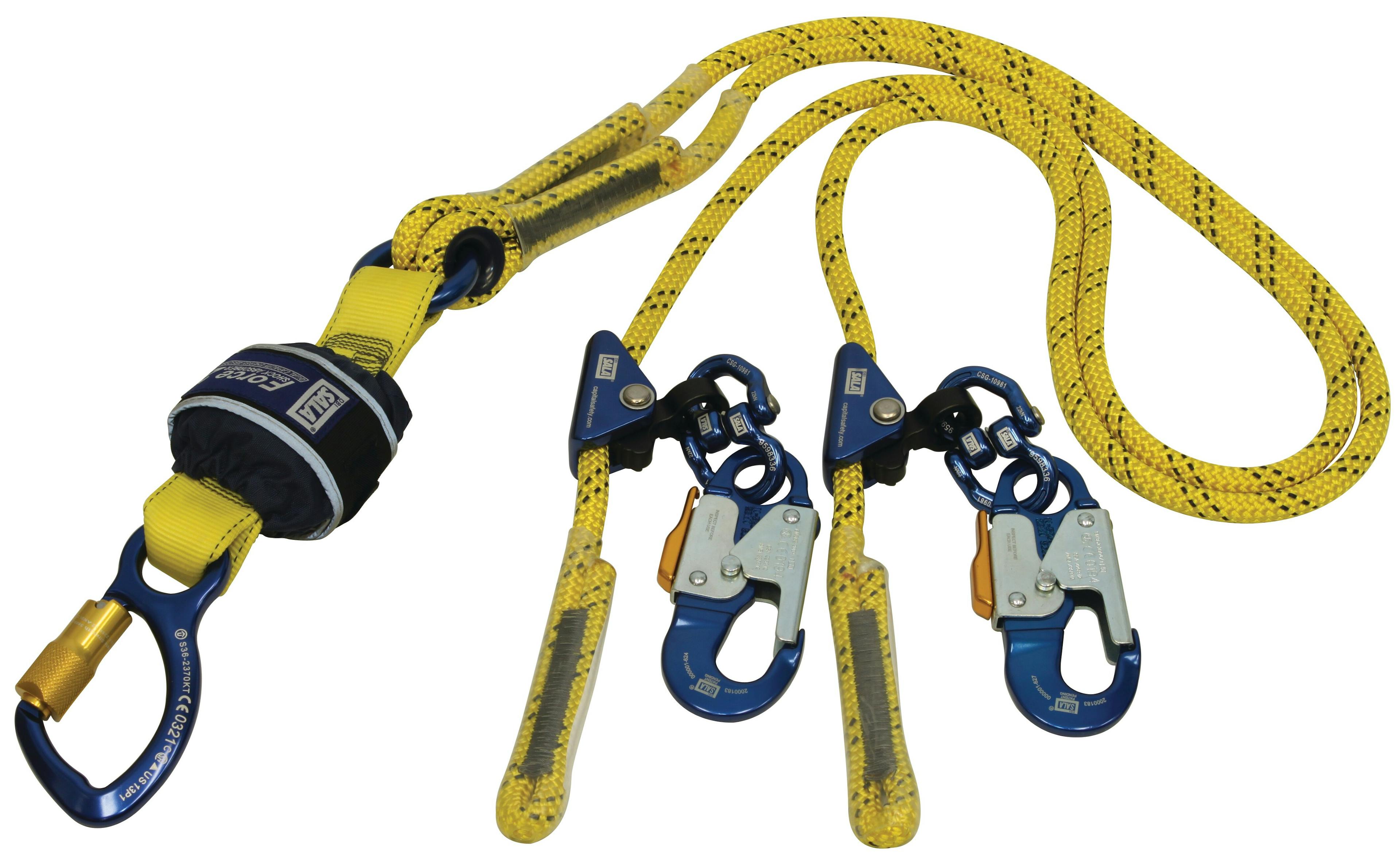 3M™ DBI-SALA® Force2™ Adjustable Shock Absorbing Kernmantle Rope Lanyard - Double Tail Z13206131R, Yellow with black fleck, 1 EA/Case
