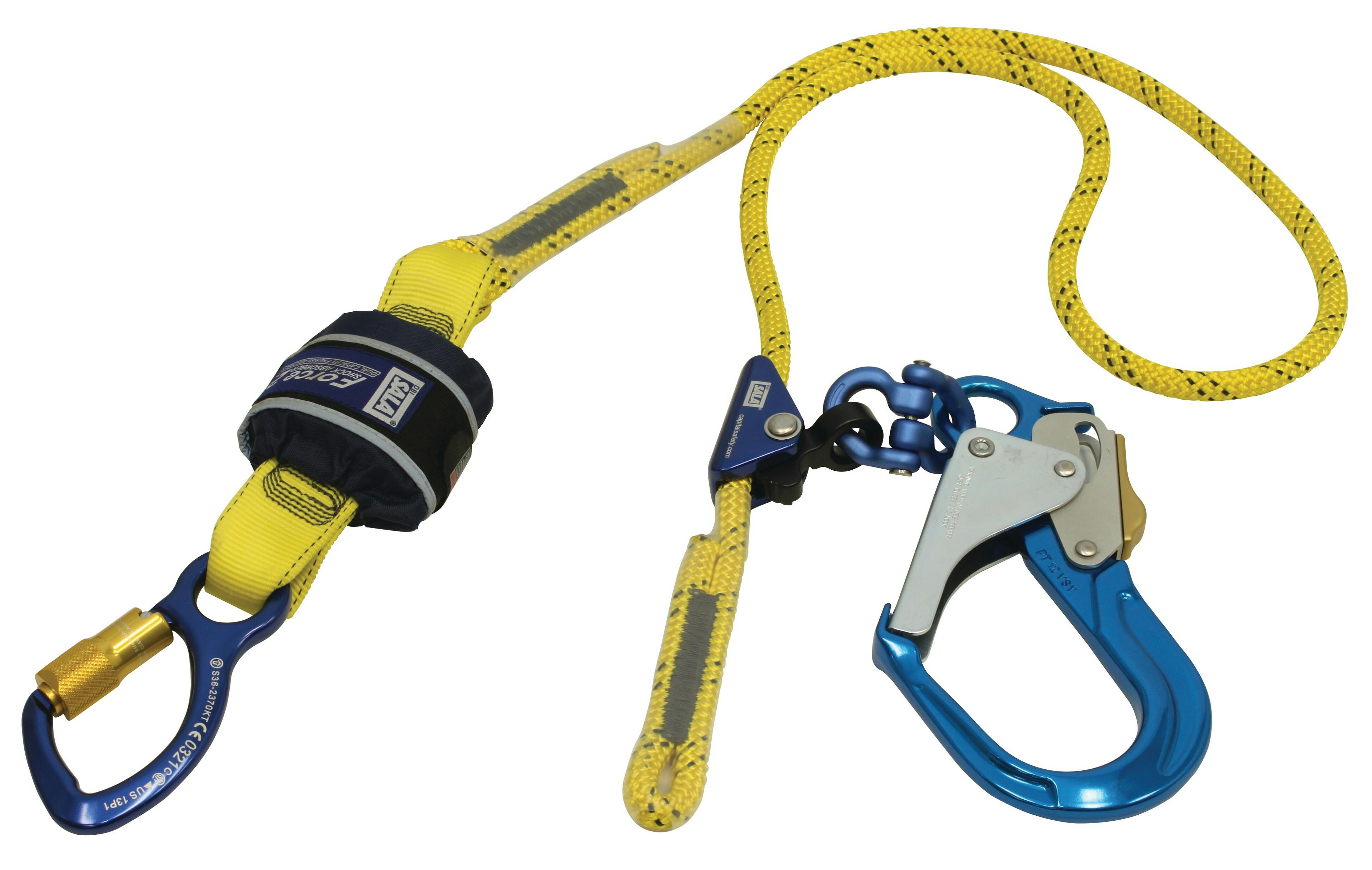 3M™ DBI-SALA® Force2™ Adjustable Shock Absorbing Kernmantle Rope Lanyard - Single Tail Z11206129R, Yellow with black fleck, 1 EA/Case_0