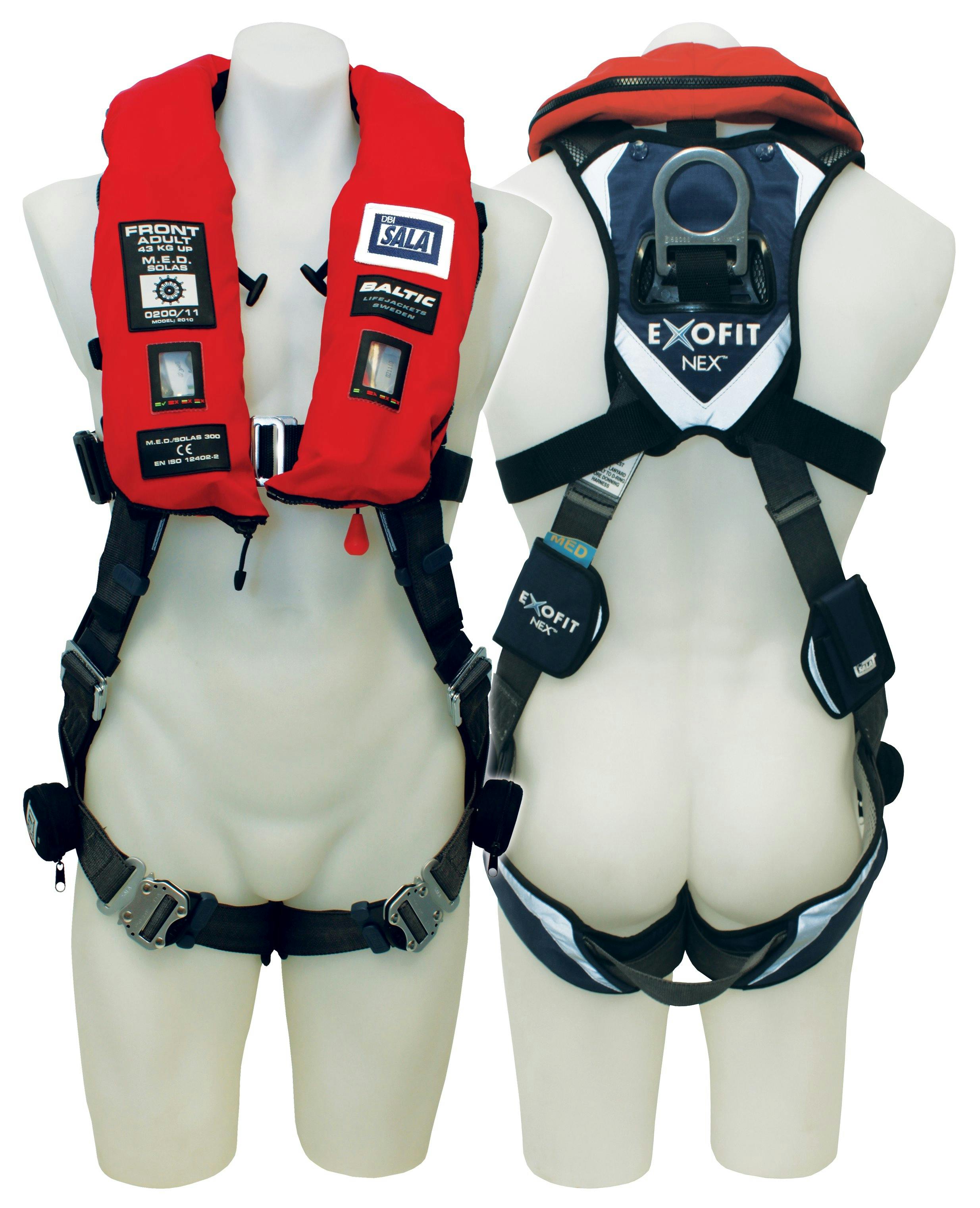 3M™ DBI-SALA® ExoFit NEX™ Flotation Harness (300 MED/SOLAS) 603S1036, Grey, Blue, Red, Medium, 1 EA/ Case_0