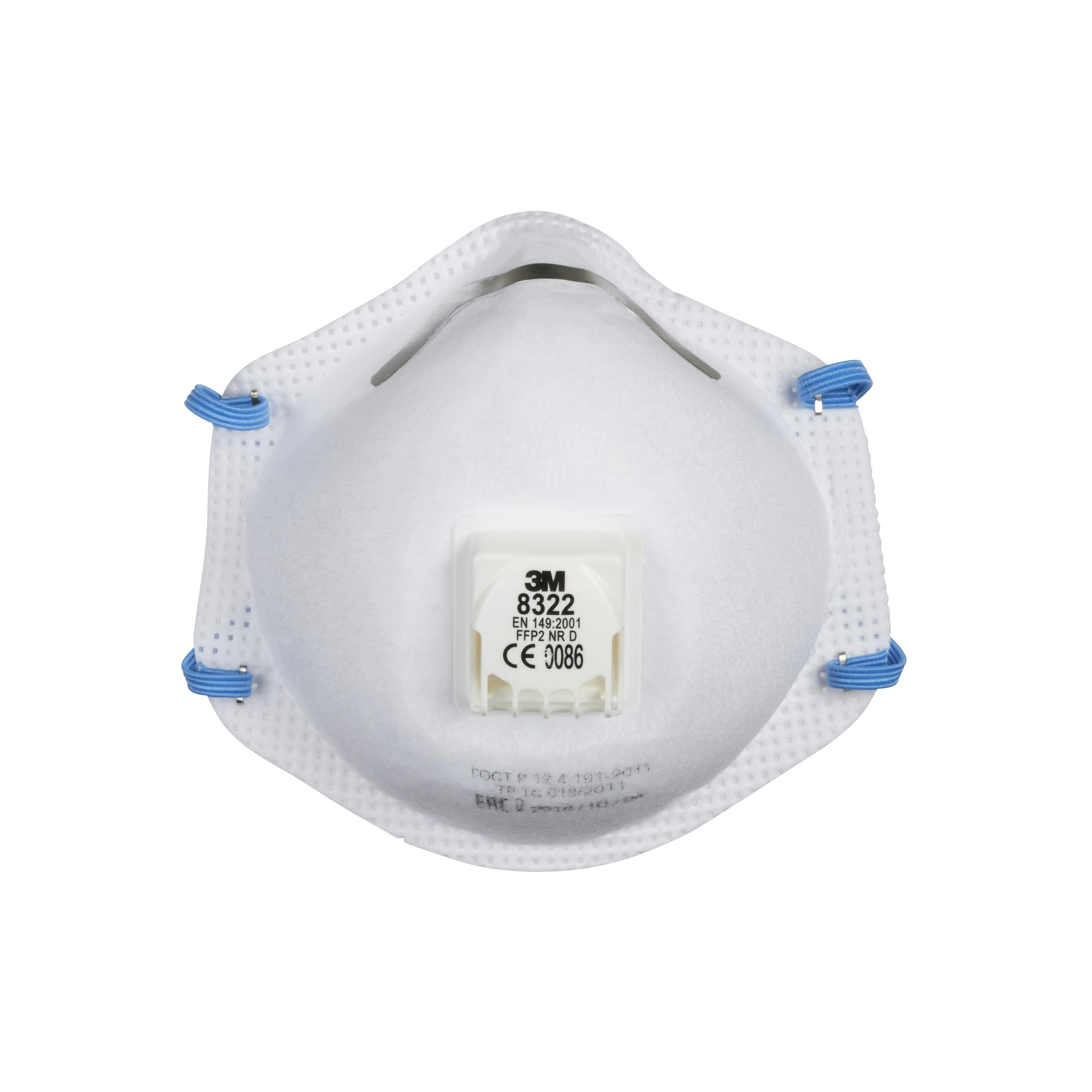 3M™ Cupped Particulate Respirator 8322, P2, valved, 10/Box, 8 Boxes/Case_3