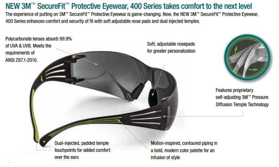 3M™ SecureFit™ Protective Eyewear SF410AS-AS, Indoor/Outdoor Mirror Lens, 100 ea/Case