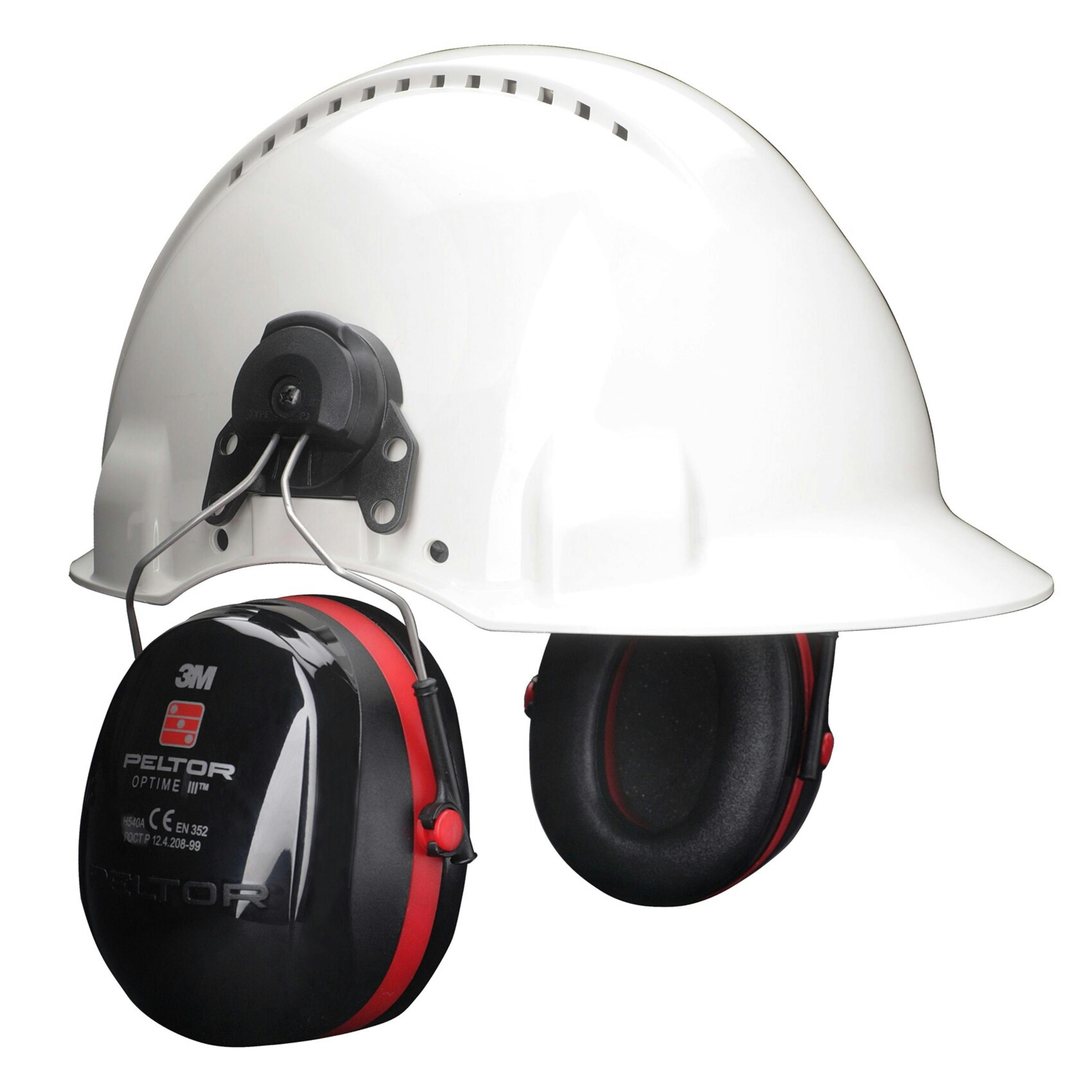 3M™ PELTOR™ Optime™ III Helmet Attach Earmuff H540P3GS/E, Black and Red, Class 5 SLC80 30dB, 10 ea/Case