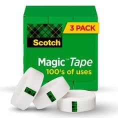 Scotch Magic Invisible Tape 810-3PK, 3/4 in x 36 yd x 0 in (19 mm x 32,9 m) 3 Pack