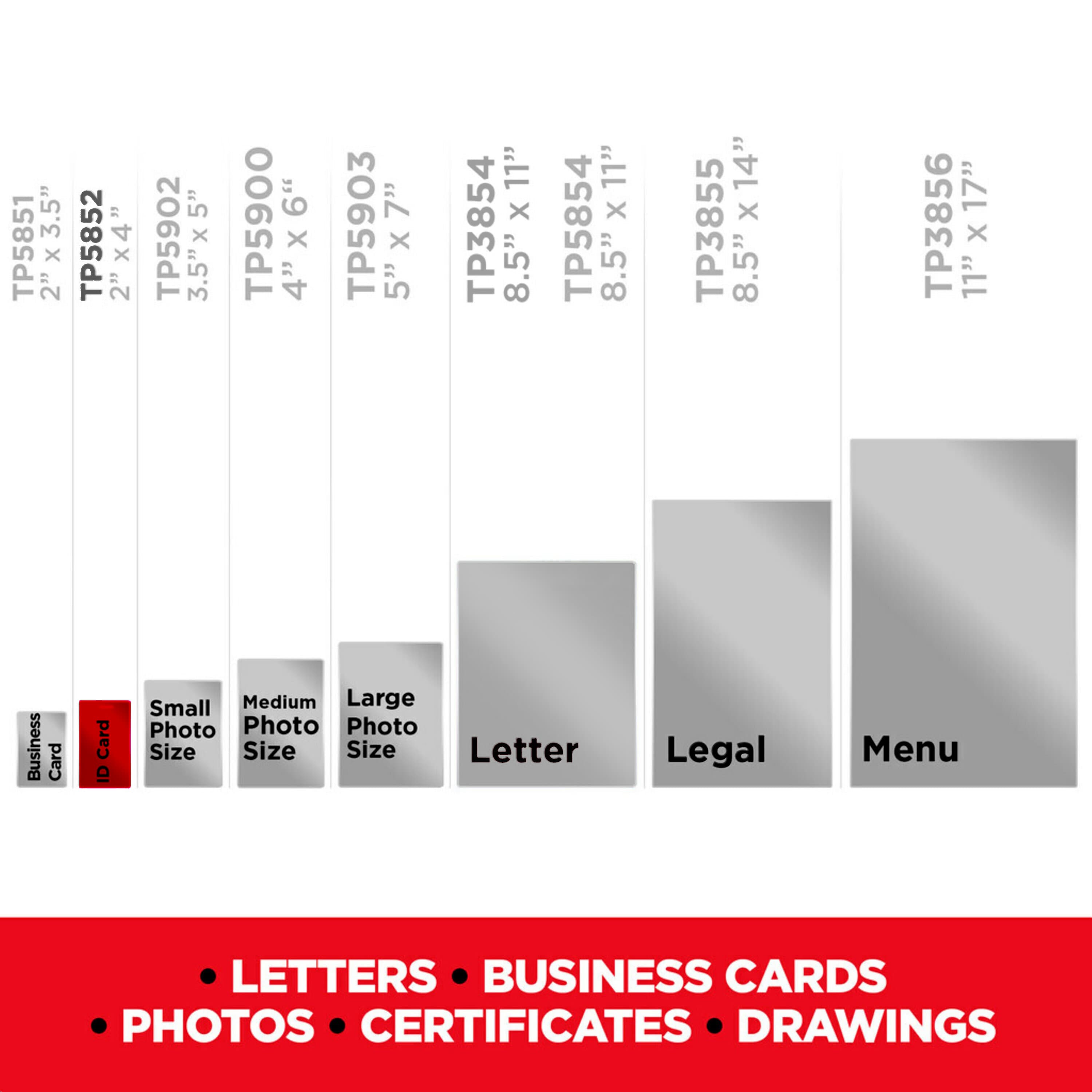 Scotch Thermal Pouches TP5851-100, 2.32 in x 3.70 in (59 mm x 94 mm) Business Card 100 pack