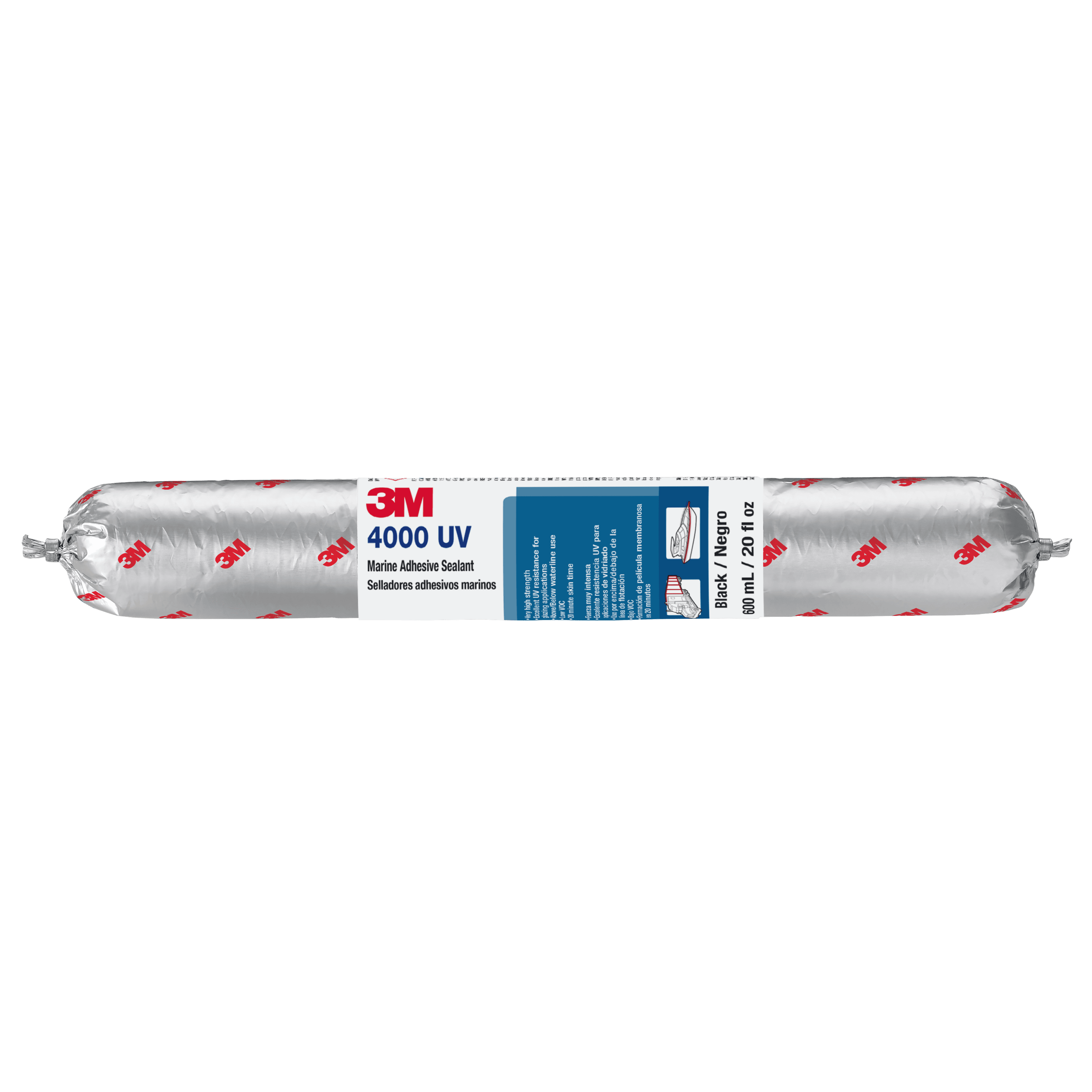 3M Marine Adhesive Sealant 4000 UV, Black, 600 mL Sausage Pack