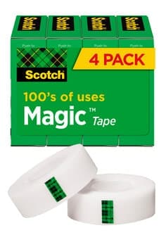 Scotch Magic Invisible Tape 810K4, 3/4 in x 1000 in (19 mm x 25,4 m) 4 Pack