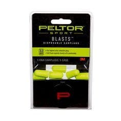 Peltor™ Sport Blasts™ Disposable Earplugs 97080-10C, 3 Pair Pack, Neon
Yellow