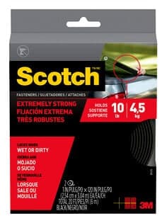 Scotch Extreme Fasteners RF6761, 1 in x 10 ft (25,4 mm x 3,04 m) Black 1 Set of Strips